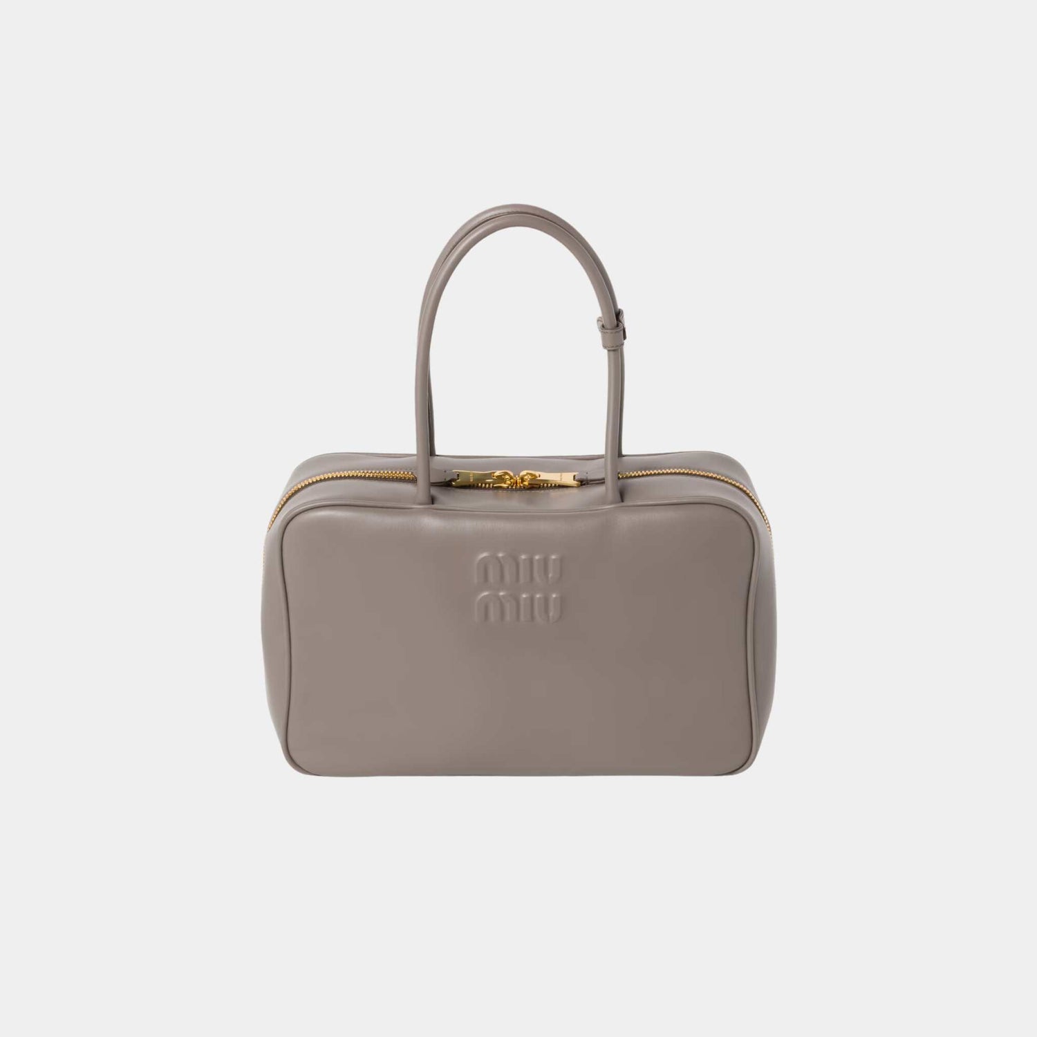 Miu Miu Leather Beau Bag Clay Grey, Front