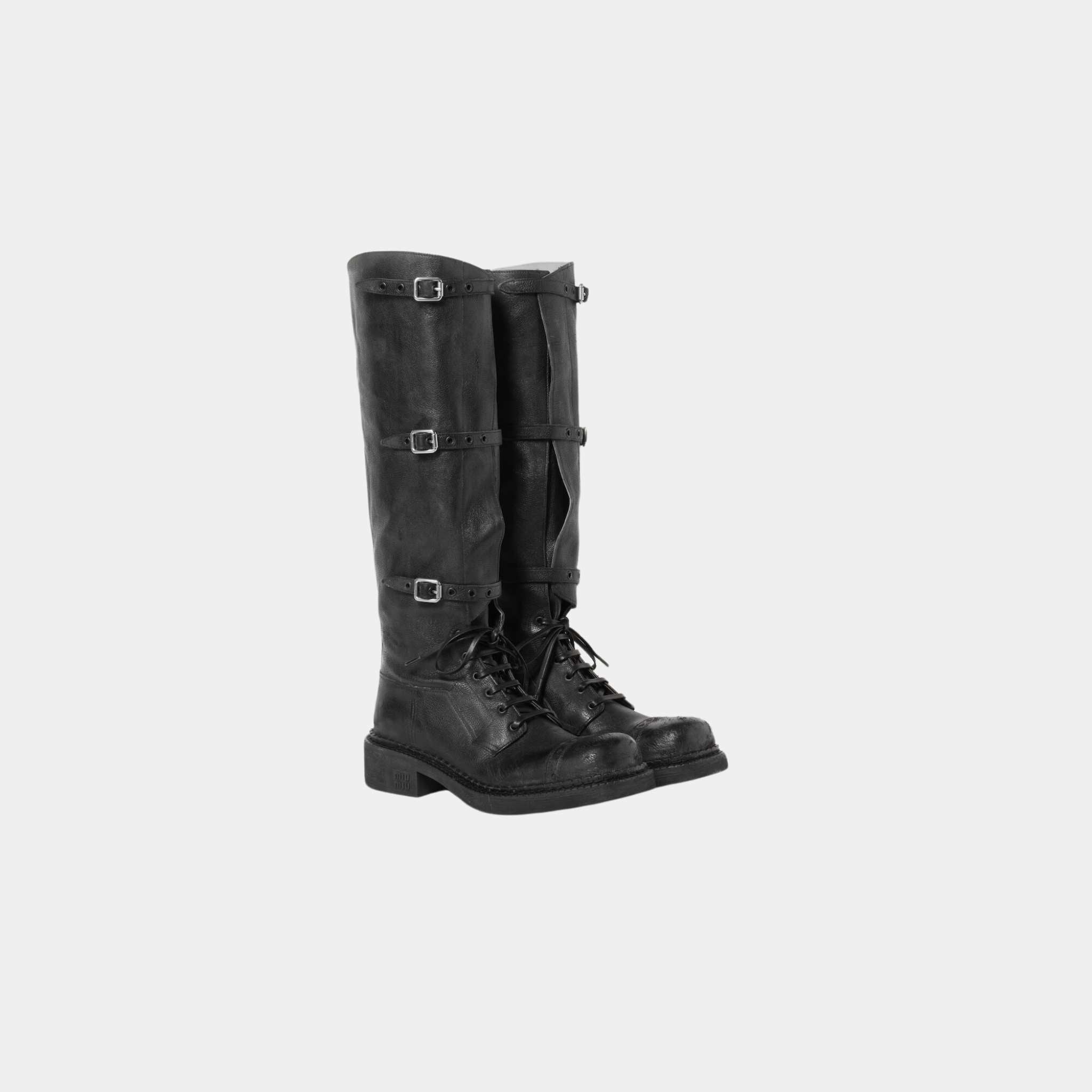 Miu Miu Leather Boots The Runway Black, front