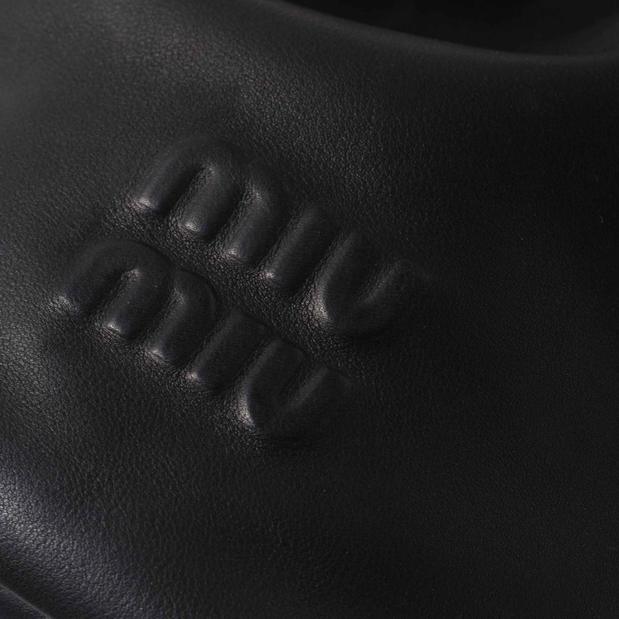 Miu Miu Leather Bucket Bag, Black, Close Up View