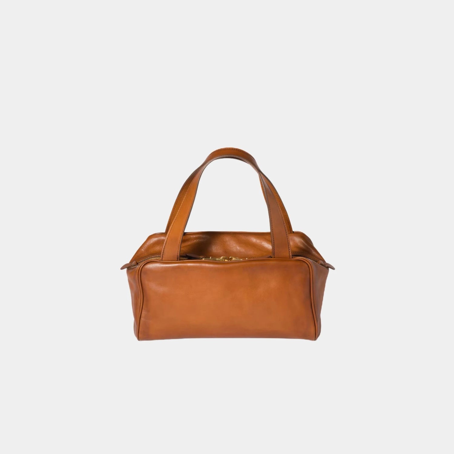 Miu Miu Leather Top-handle Bag Calfskin with Aged Finish, Cognac, Back