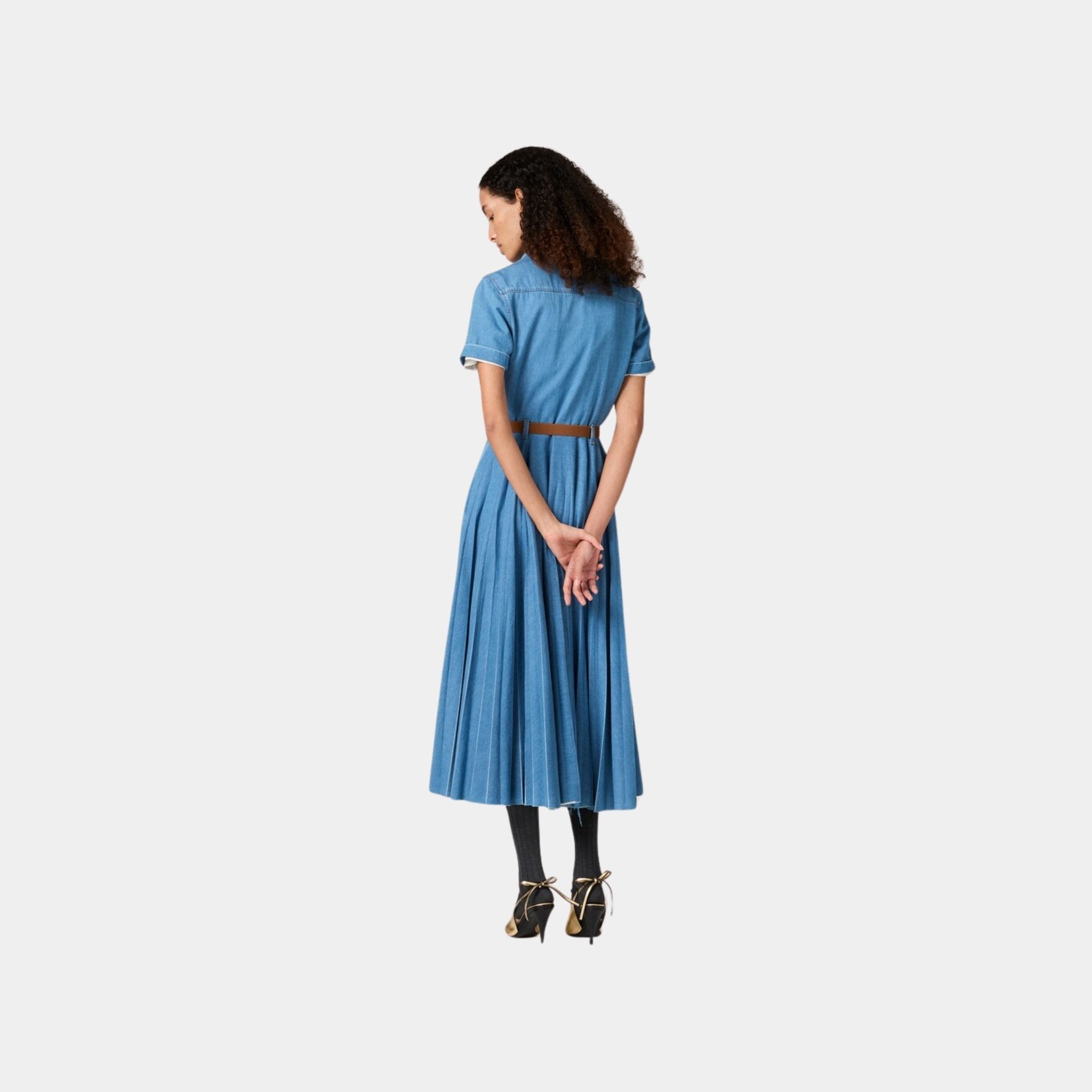 Miu Miu Long Denim Dress With Belt, Back