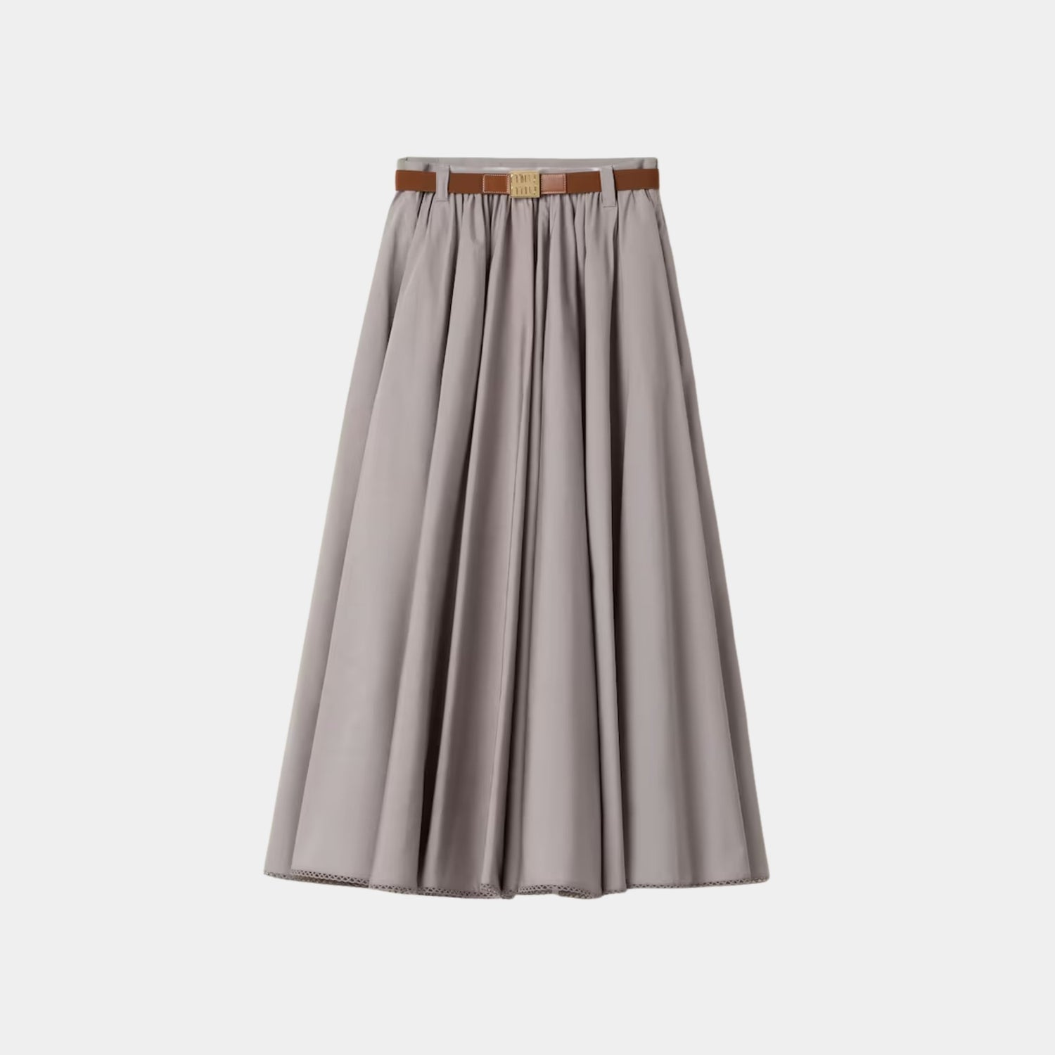 Miu Miu Long Poplin Skirt, Granite, Front 