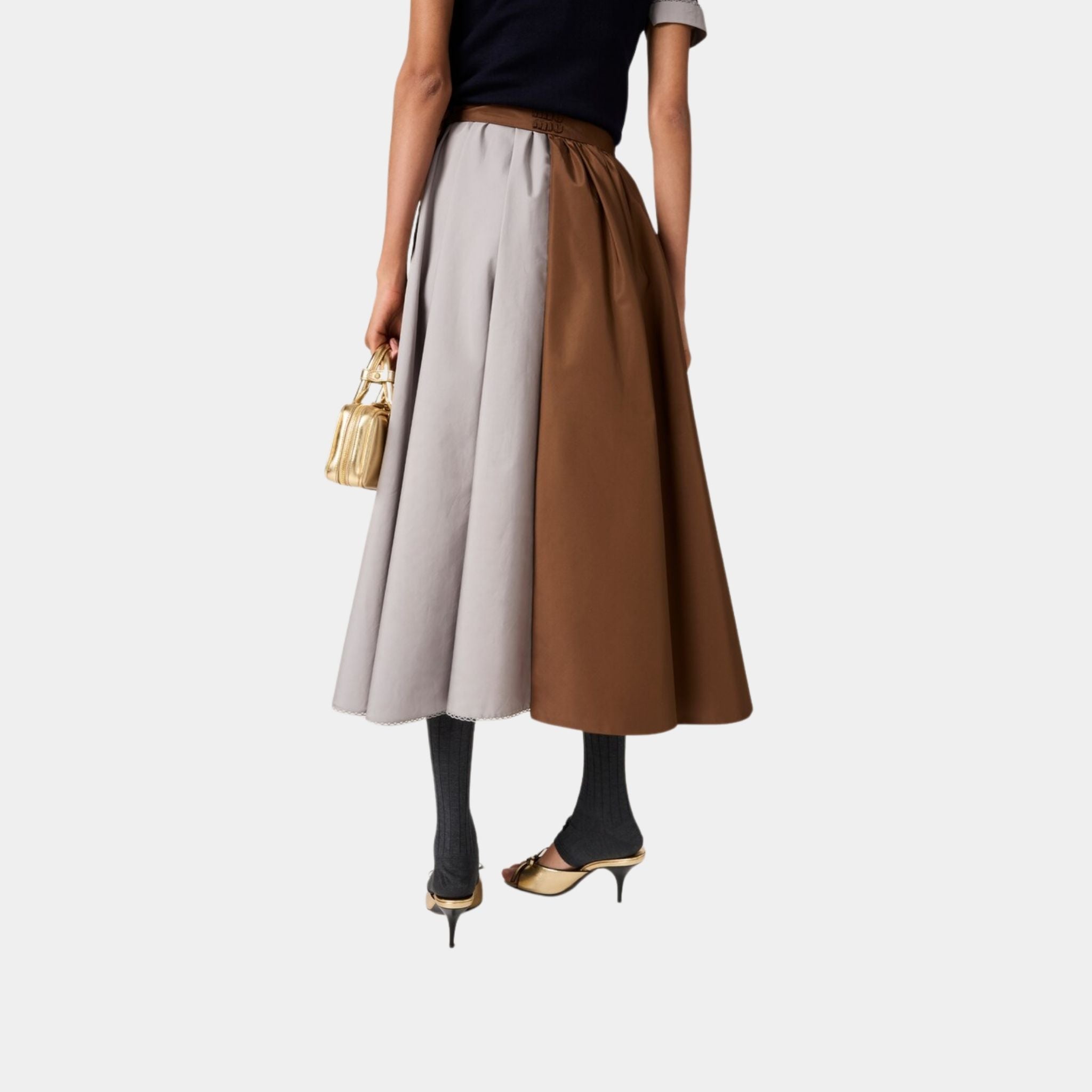 Miu Miu Long Silk Faille Skirt, Back