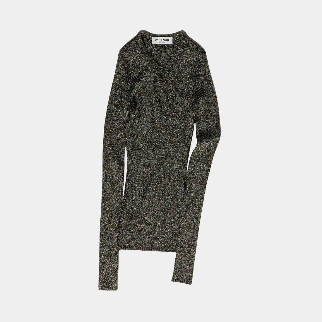 Miu Miu Lurex V-neck Sweater, Iris, Front
