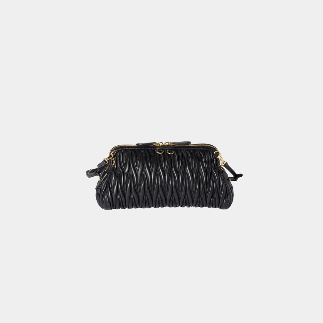 Miu Miu Matelassé Nappa Leather Clutch, Black, Back