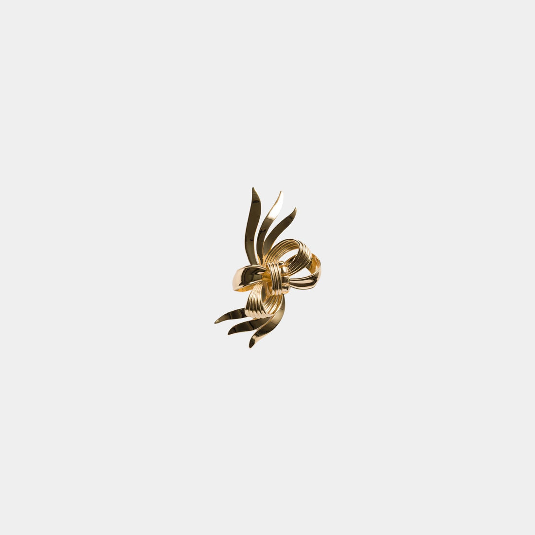Miu Miu Metal Bow Brooch, Gold, Front