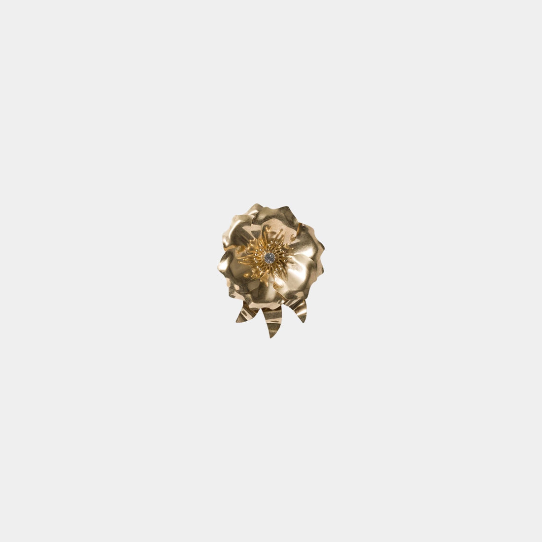 Miu Miu Metal Brooch with Crystal, Gold, Front