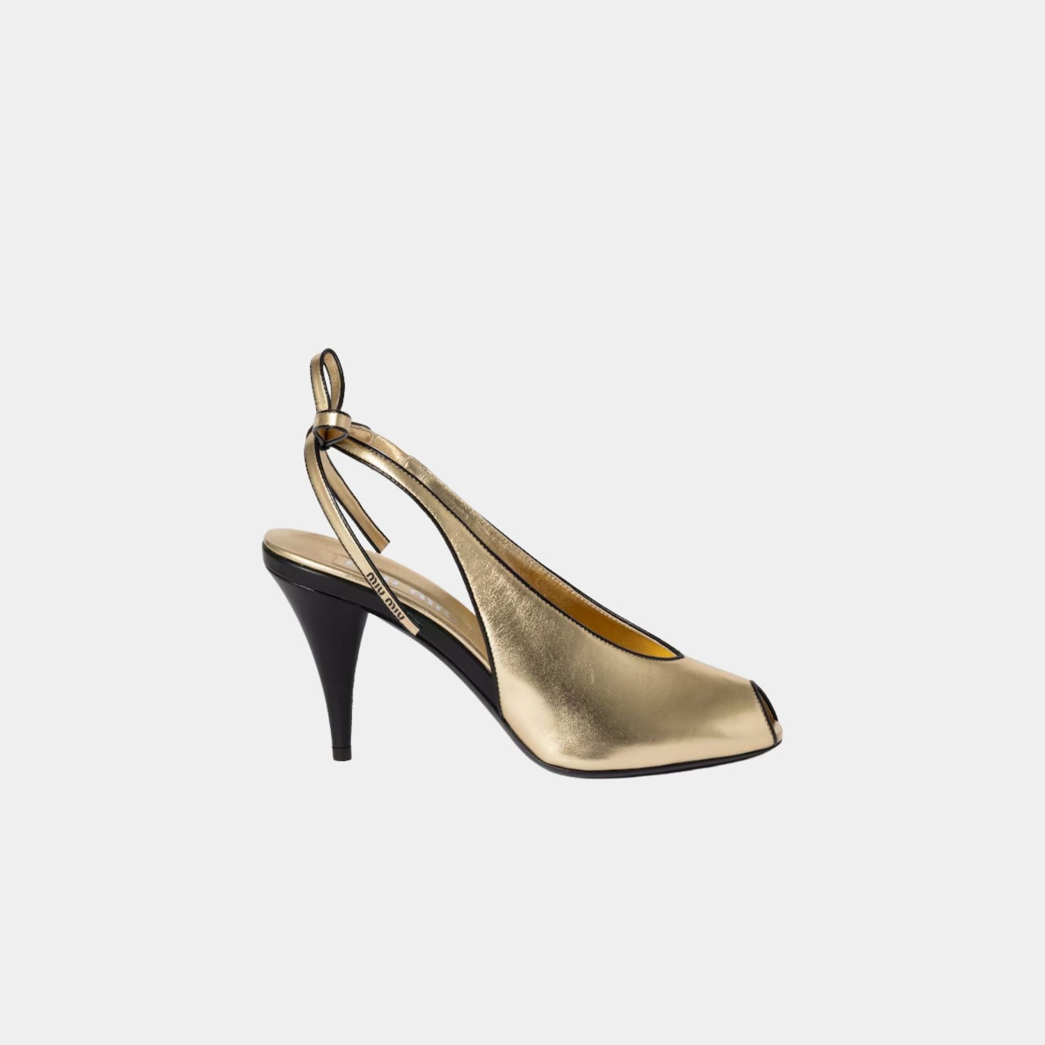 Miu Miu Mordoré Nappa Leather Slingbacks, Gold, Side