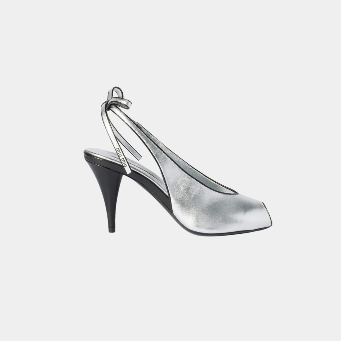 Miu Miu Mordoré Nappa Leather Slingbacks, Silver, Side