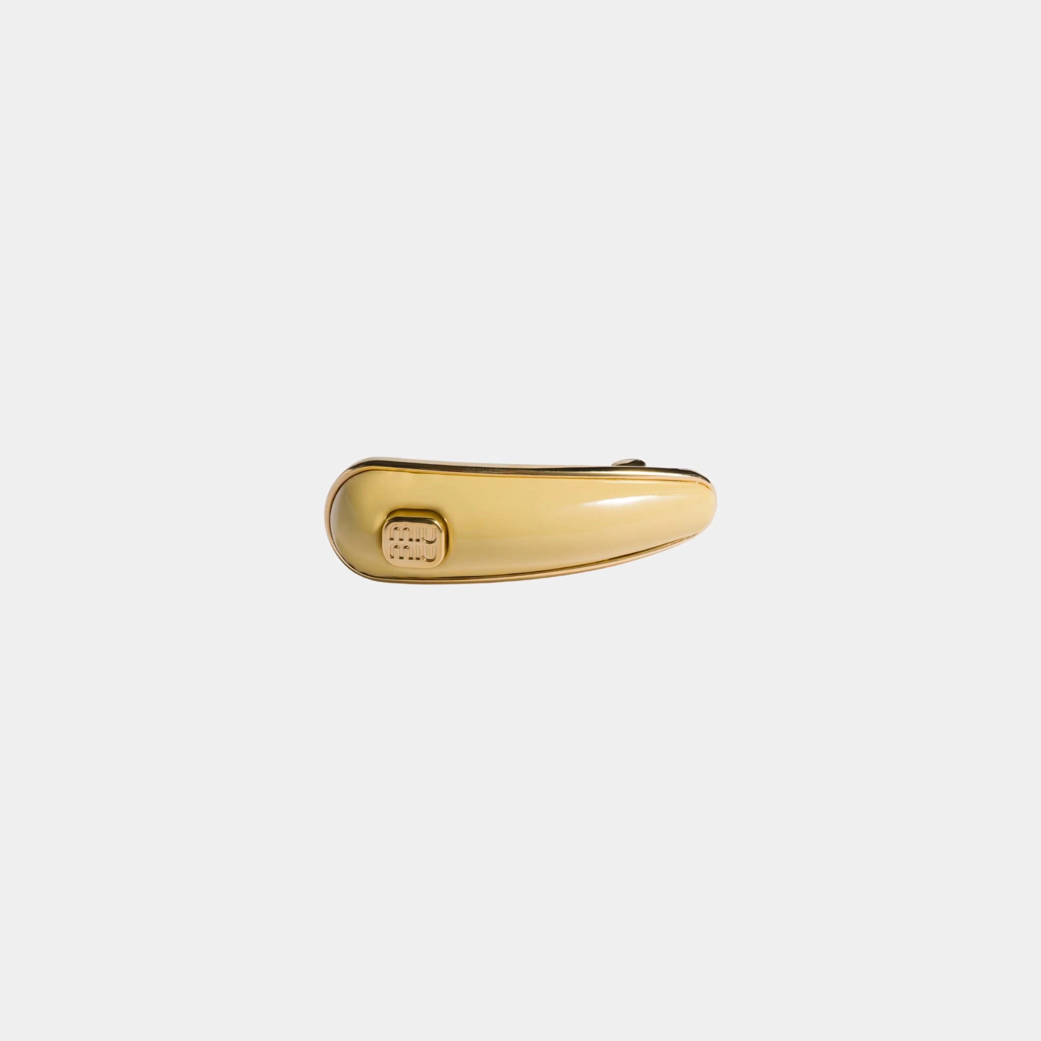 Miu Miu Patent Leather Hair Clip, Vanilla
