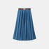 Miu Miu Pleated Denim Skirt With Belt, Front