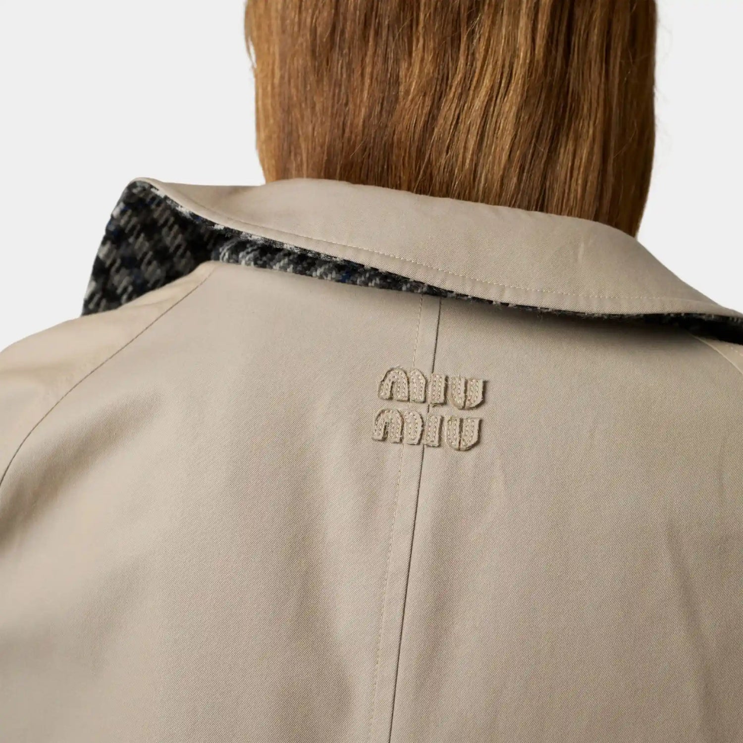 Reversible Twill and Check Trench Coat