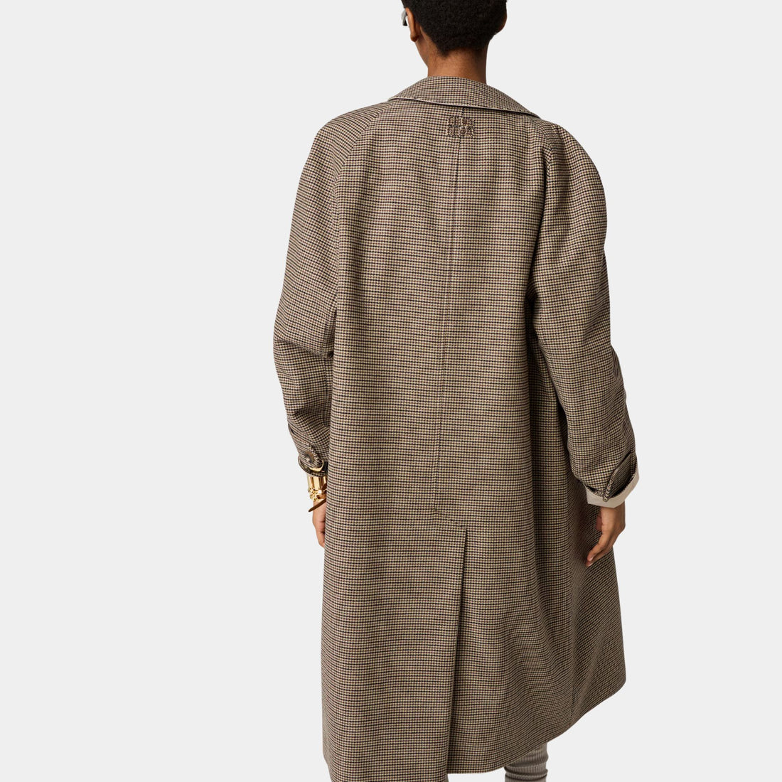 Reversible Twill and Houndstooth Check Trench Coat