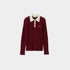 Miu Miu Ribbed Cashmere Polo Shirt Amaranth Natural, Front