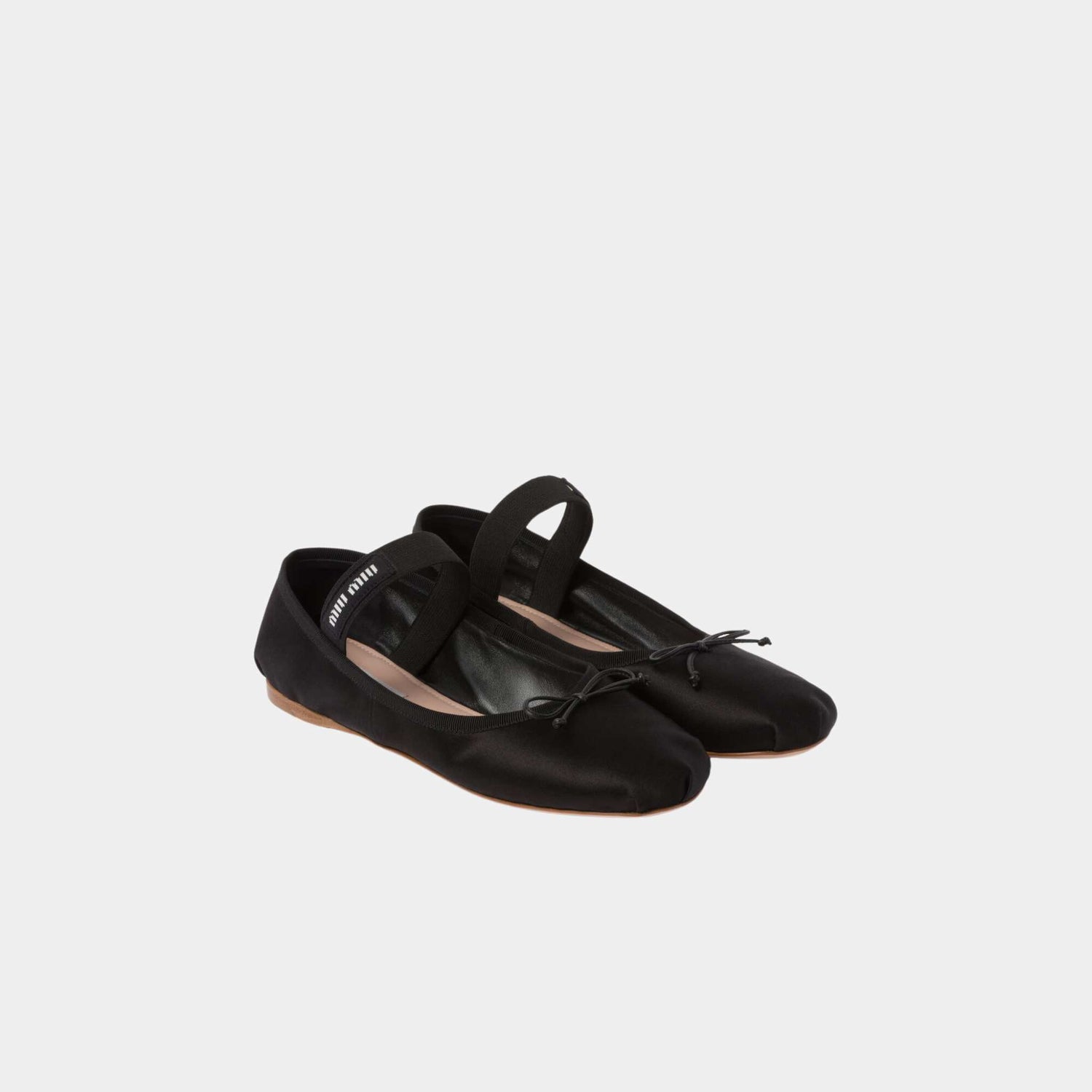 Miu Miu Satin Ballerinas Black, Front