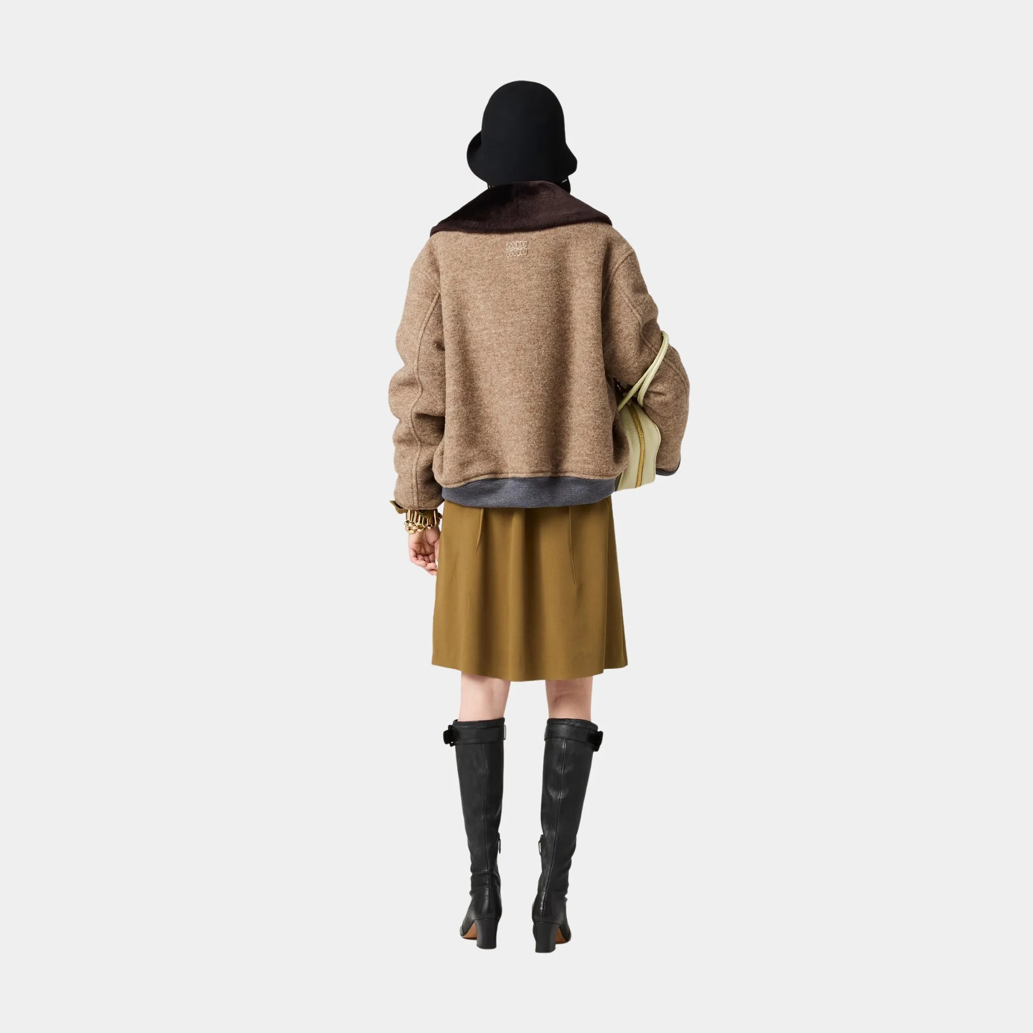 Miu Miu Shetland Wool Blouson Jacket, Cord, Model, Back
