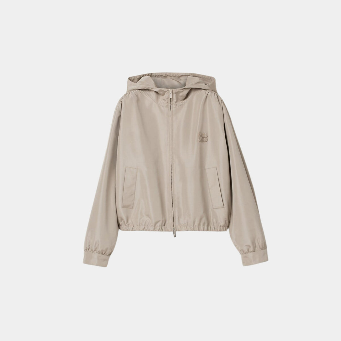 Miu Miu Silk Faille Blouson Jacket With Hood, Front