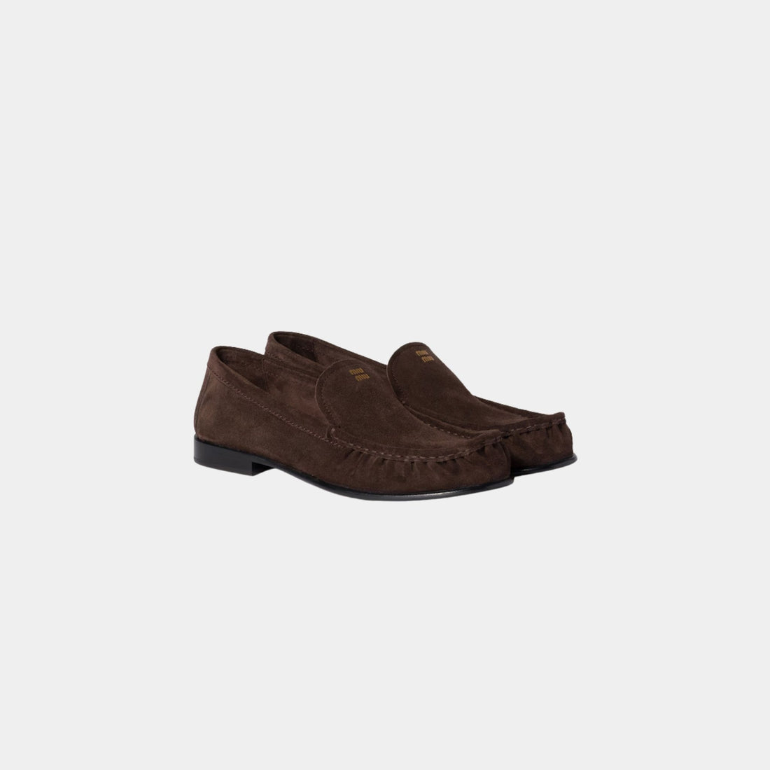Miu Miu Suede Loafers, Dark Brown, Front