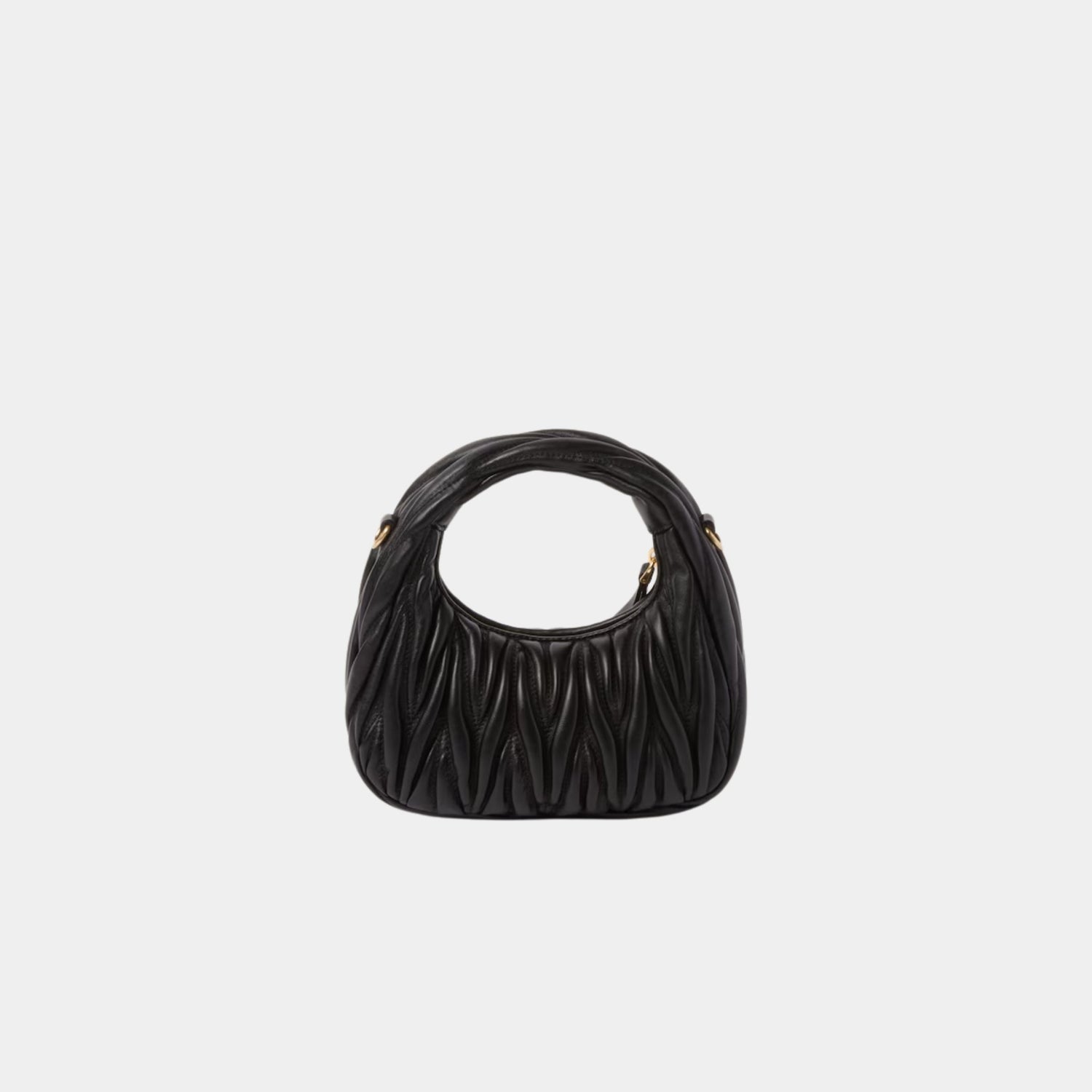 Miu Miu Wander Matelasse Nappa Leather Hobo Mini Bag, Black, Back