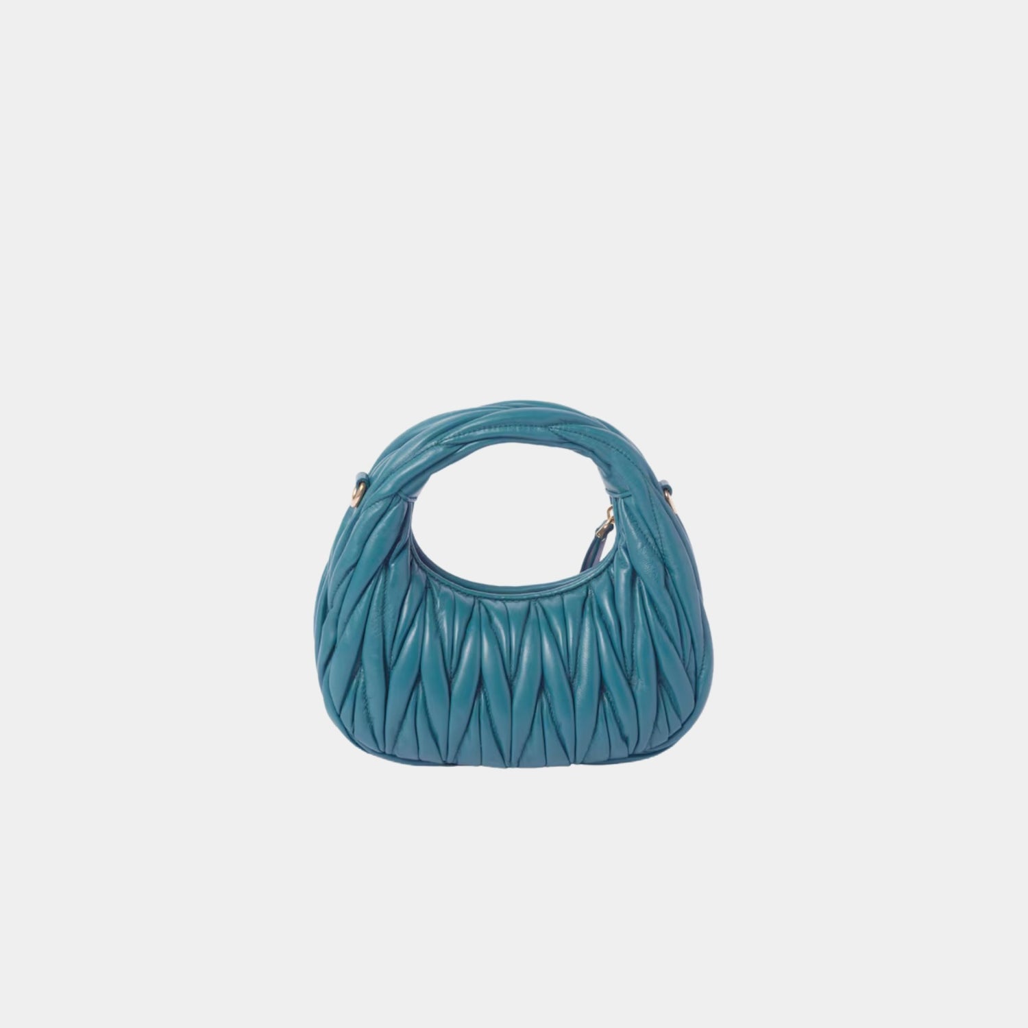 Miu Miu Wander Matelasse Nappa Leather Hobo Mini Bag, Marina Blue, Back