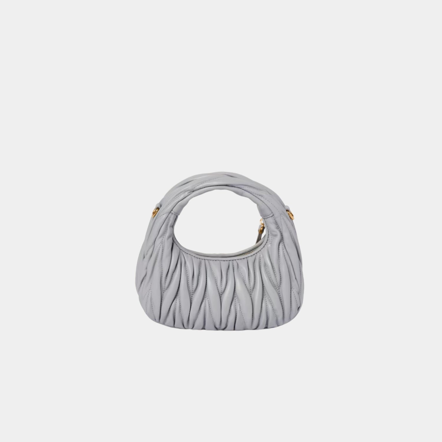 Miu Miu Wander Matelasse Nappa Leather Hobo Mini Bag, Pearl Gray, Back