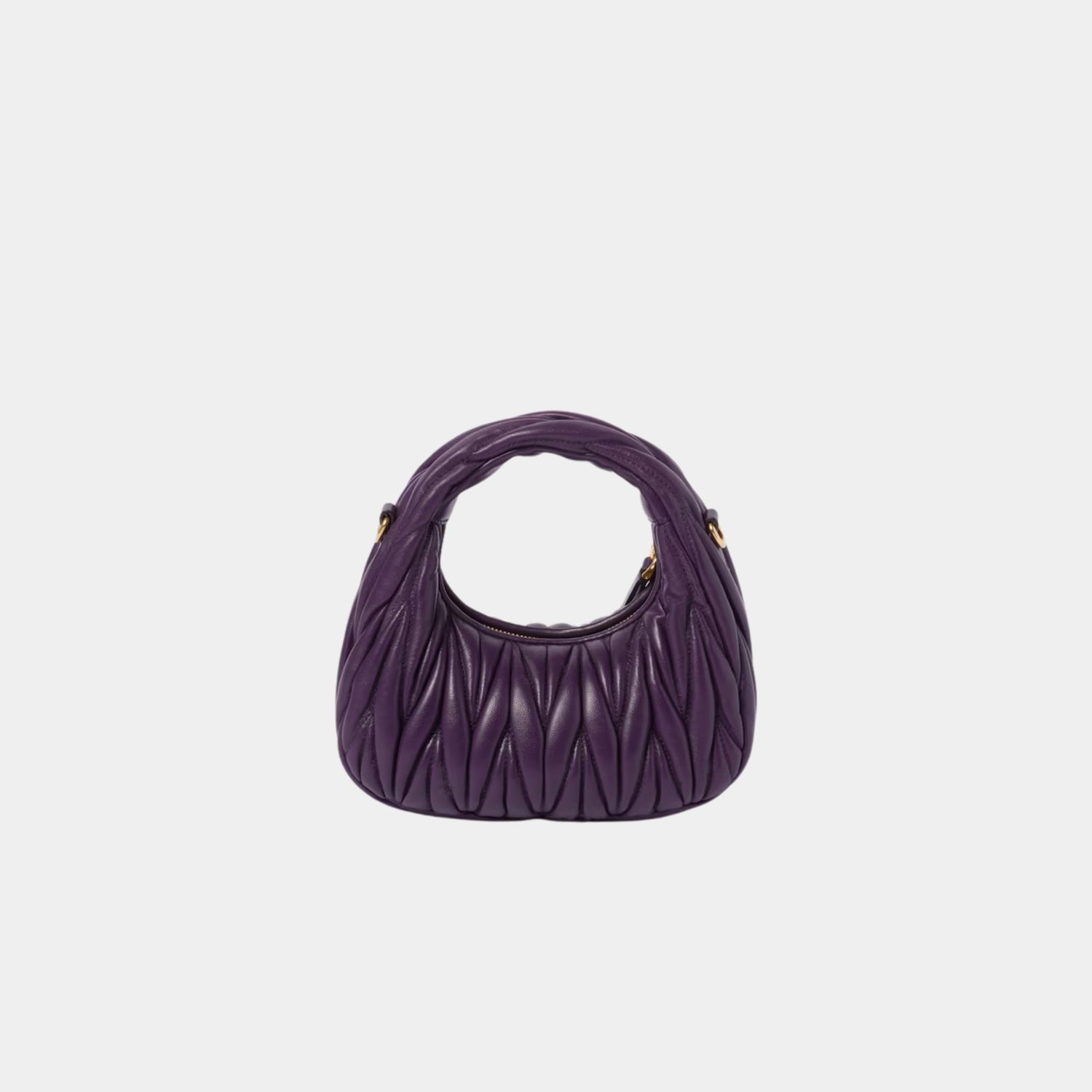 Miu Miu Wander Matelasse Nappa Leather Hobo Mini Bag, Violet, Back