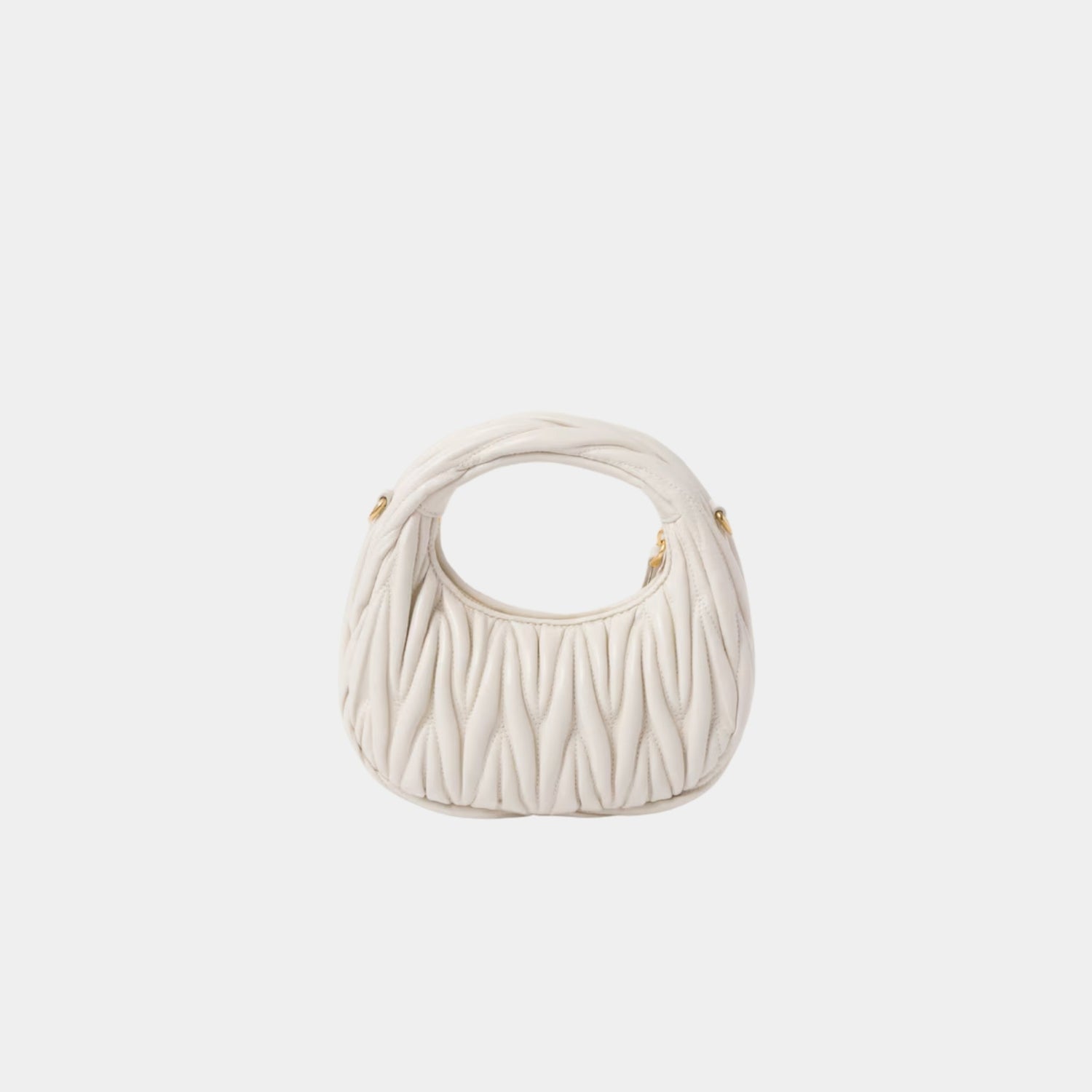 Miu Miu Wander Matelasse Nappa Leather Hobo Mini Bag, White, Back