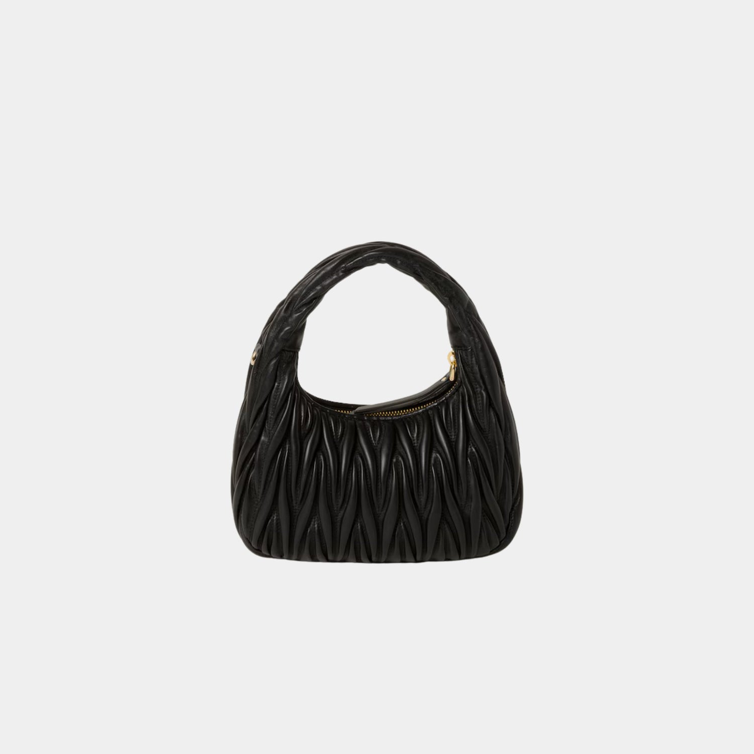 Miu Miu Wander Matelasse Nappa Leather Hobo Small Bag, Black, Back