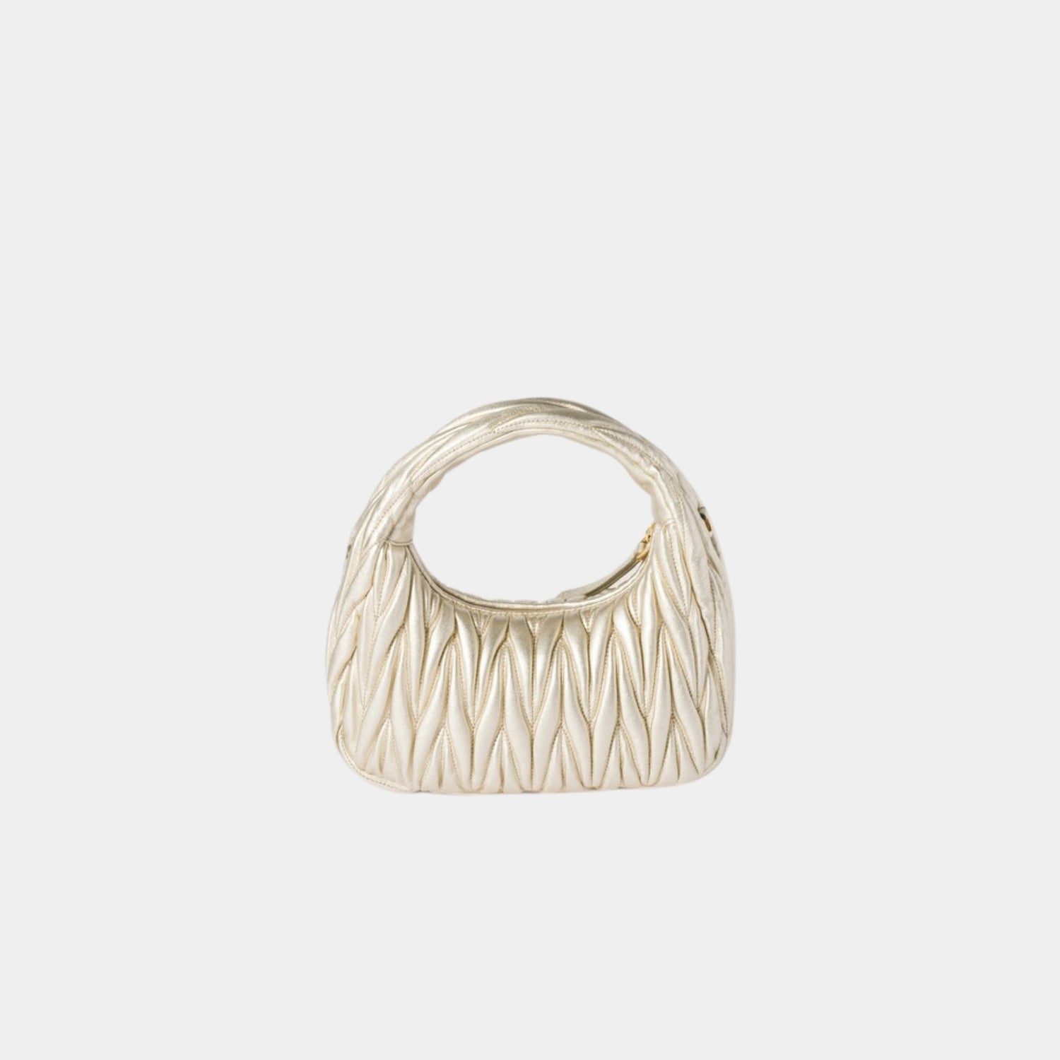 Miu Miu Wander Matelasse Nappa Leather Hobo Small Bag, Pyrite, Back