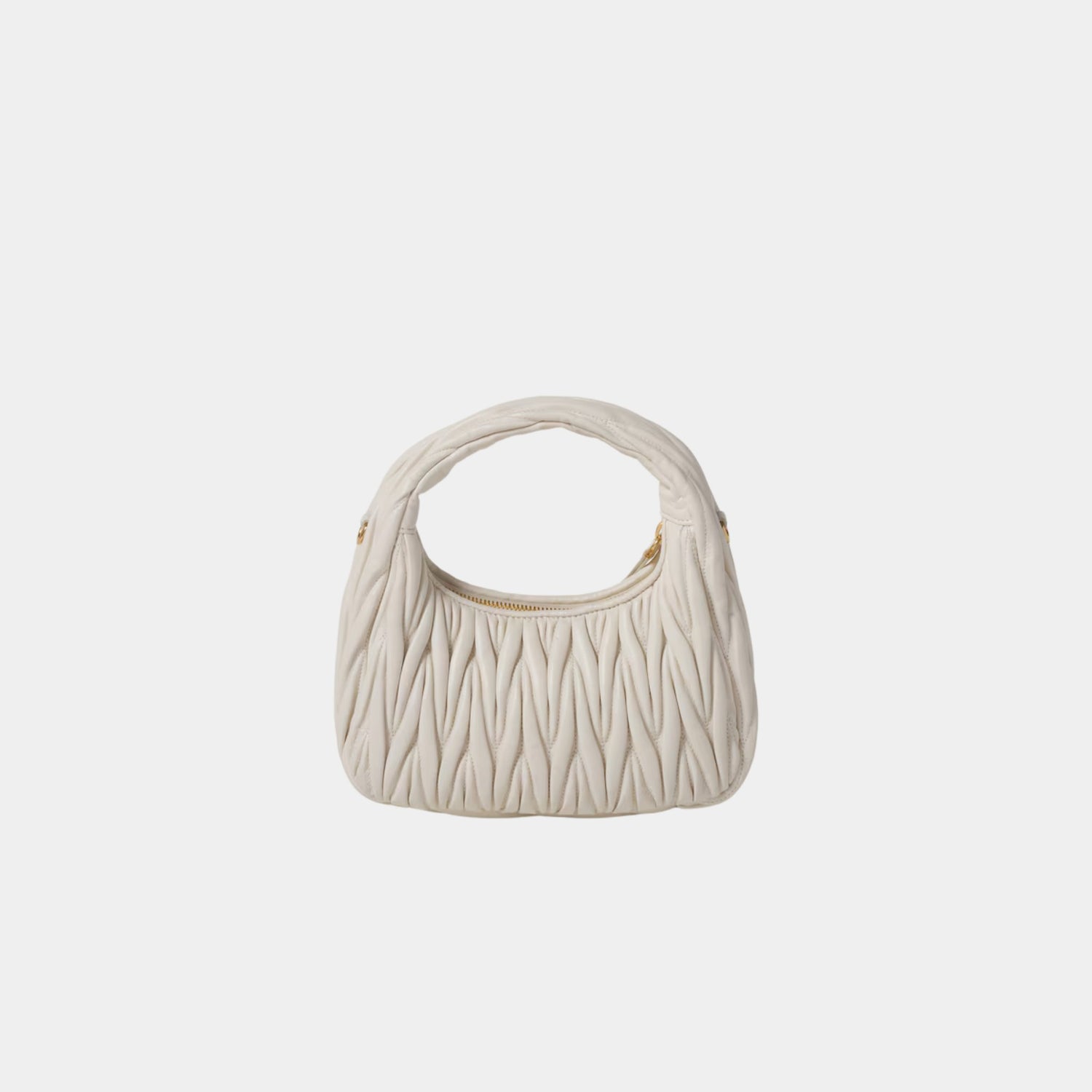 Miu Miu Wander Matelasse Nappa Leather Hobo Small Bag, White, Back
