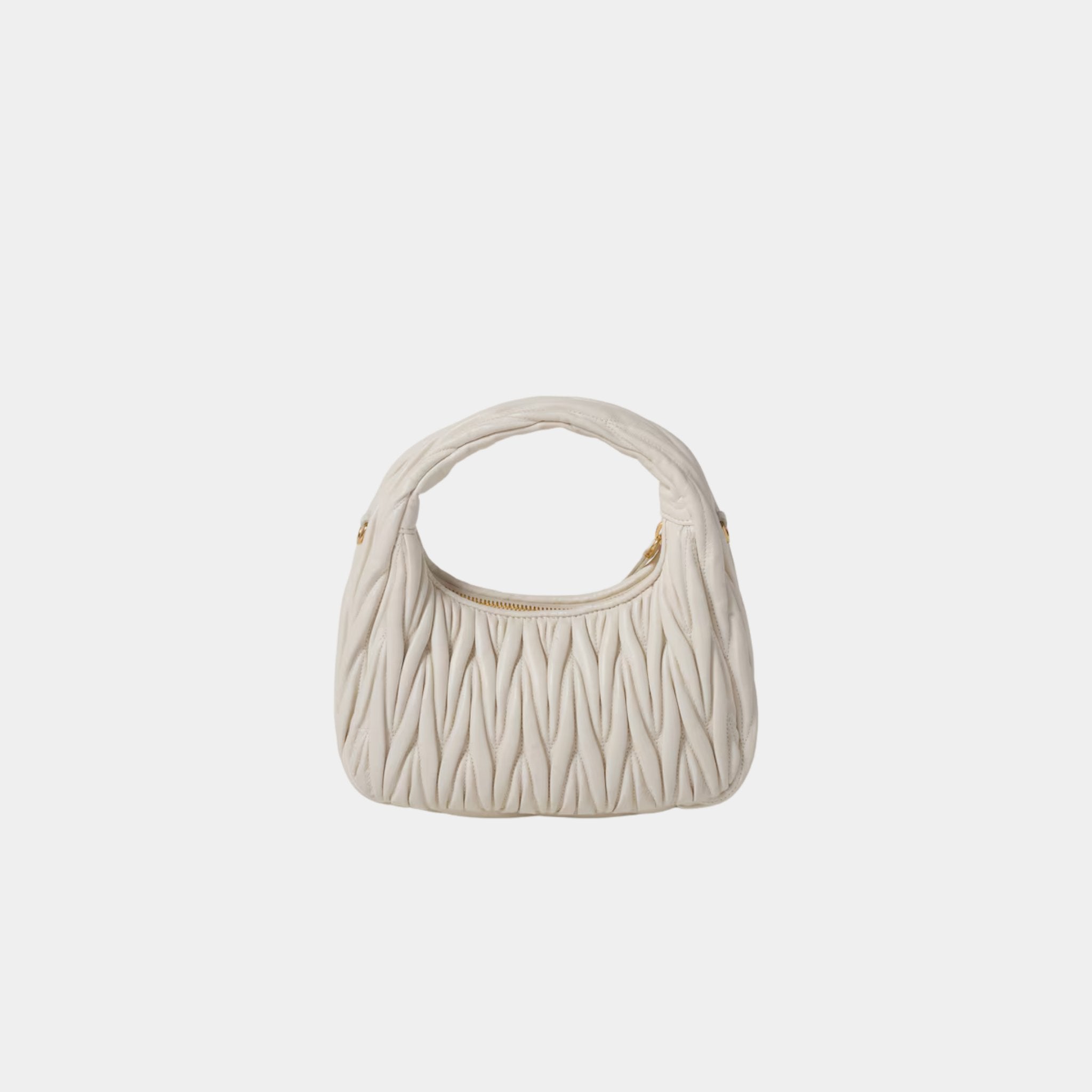 Miu Miu Wander Matelasse Nappa Leather Hobo Small Bag, White, Back