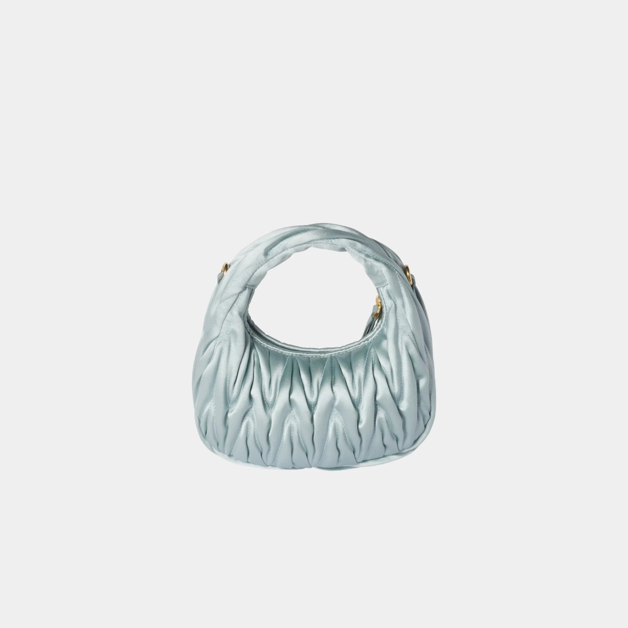 Miu Miu Wander Matelasse Satin Mini Bag, Lake Blue, Back
