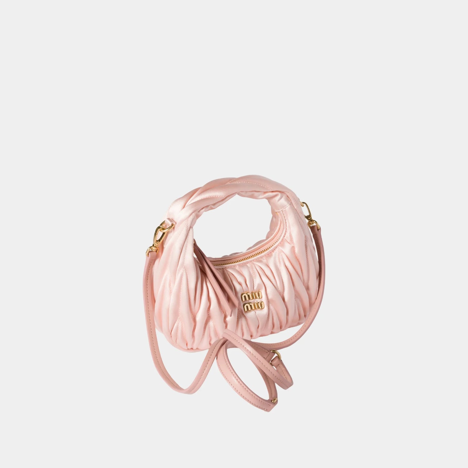 Miu Miu Wander Matelasse Satin Mini Bag, Orchid Pink, Side
