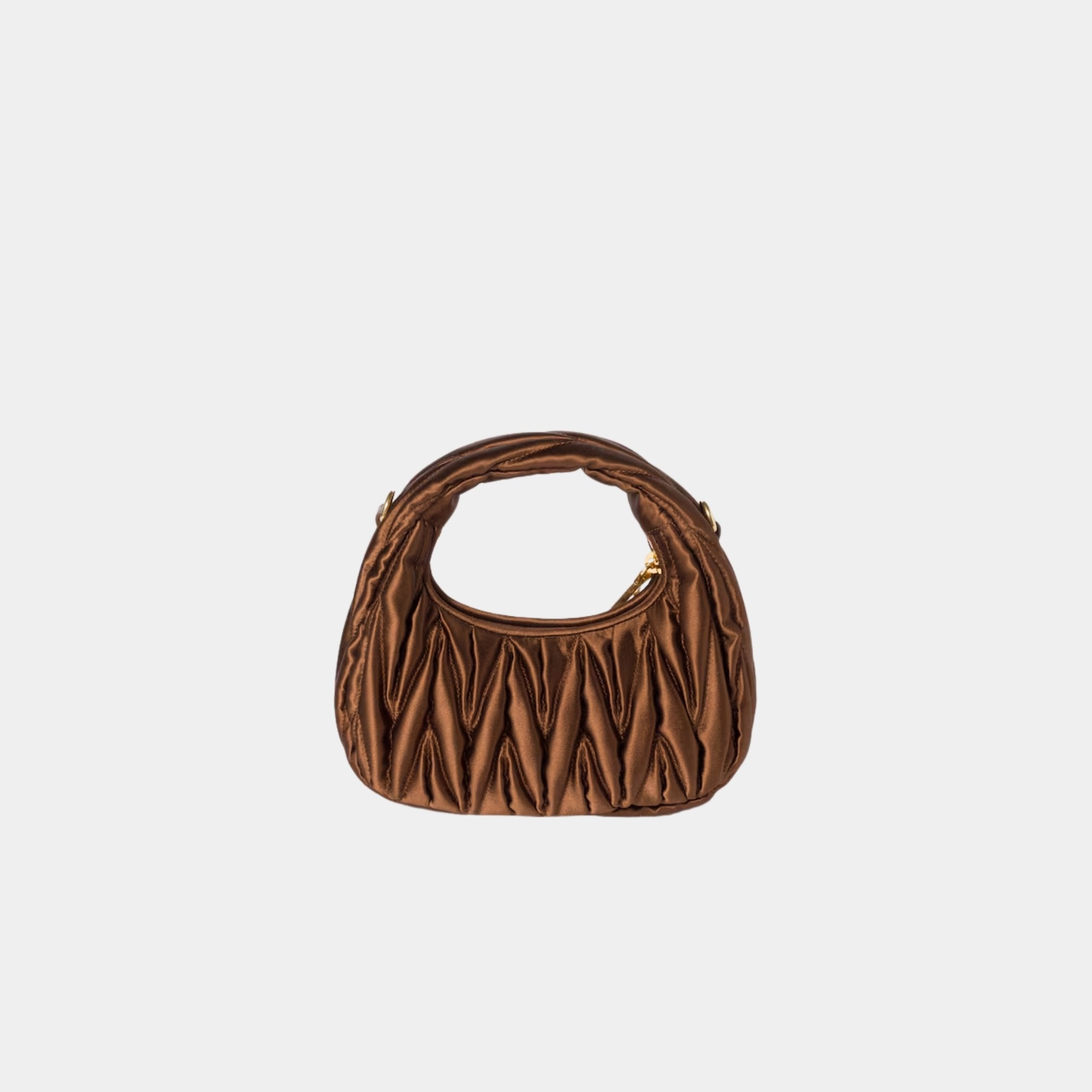 Miu Miu Wander Matelasse Satin Mini Bag, Tobacco, Back