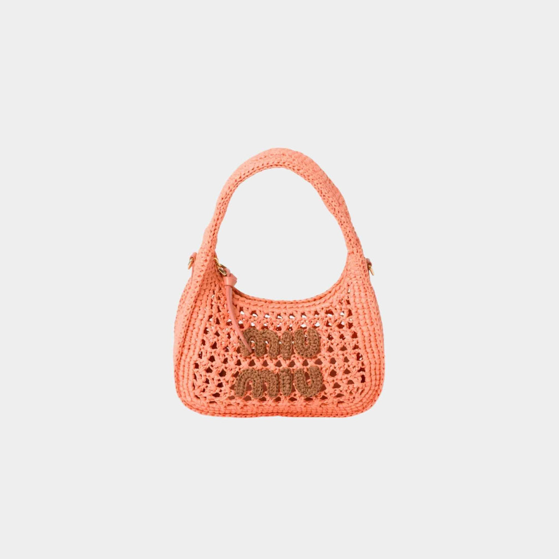 Miu Miu Wander Woven Fabric Hobo Bag, Tulip and Cognac, Front View