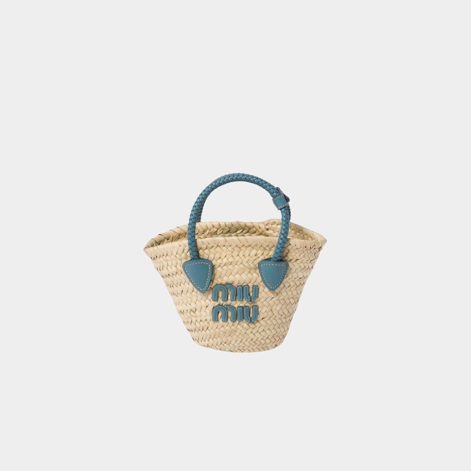 Miu Miu Woven Fabric Handbag, Natural/Marine, Front View