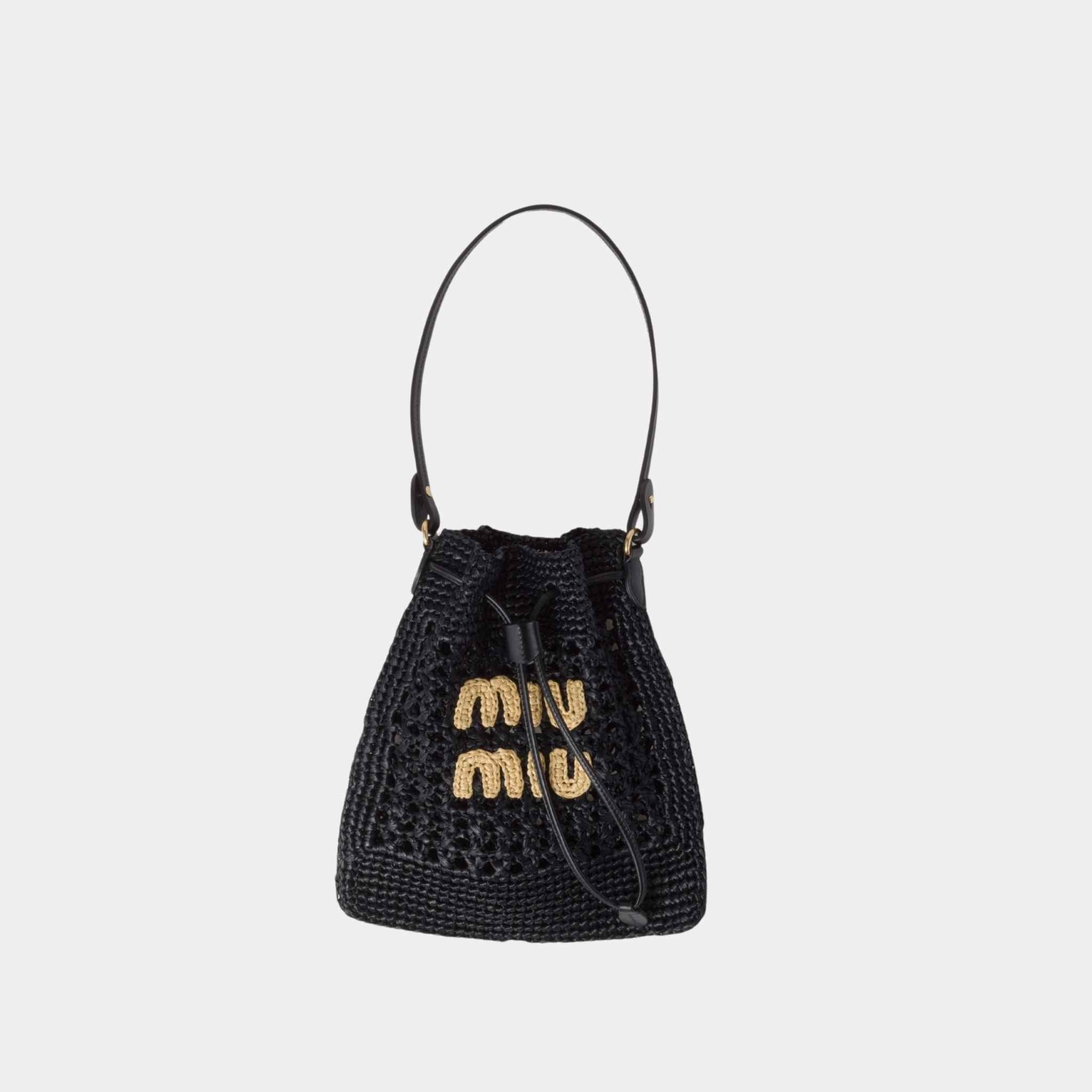 Miu Miu Woven Fabric Mini-Bag, Black/Tan, Front View