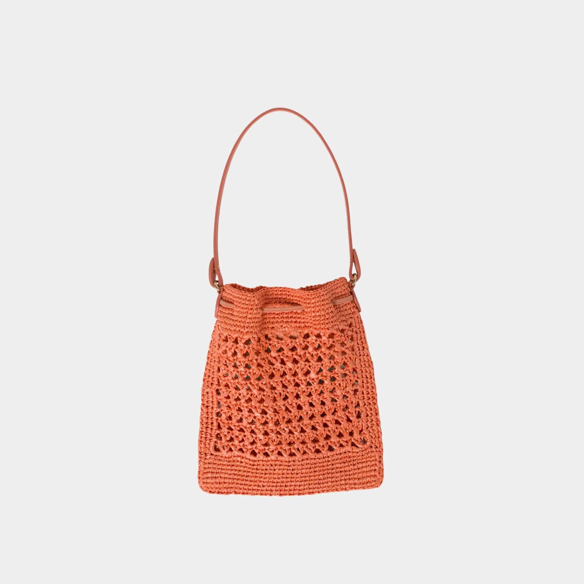 Miu Miu Woven Fabric Mini-Bag, Tulip/Cognac, Back View