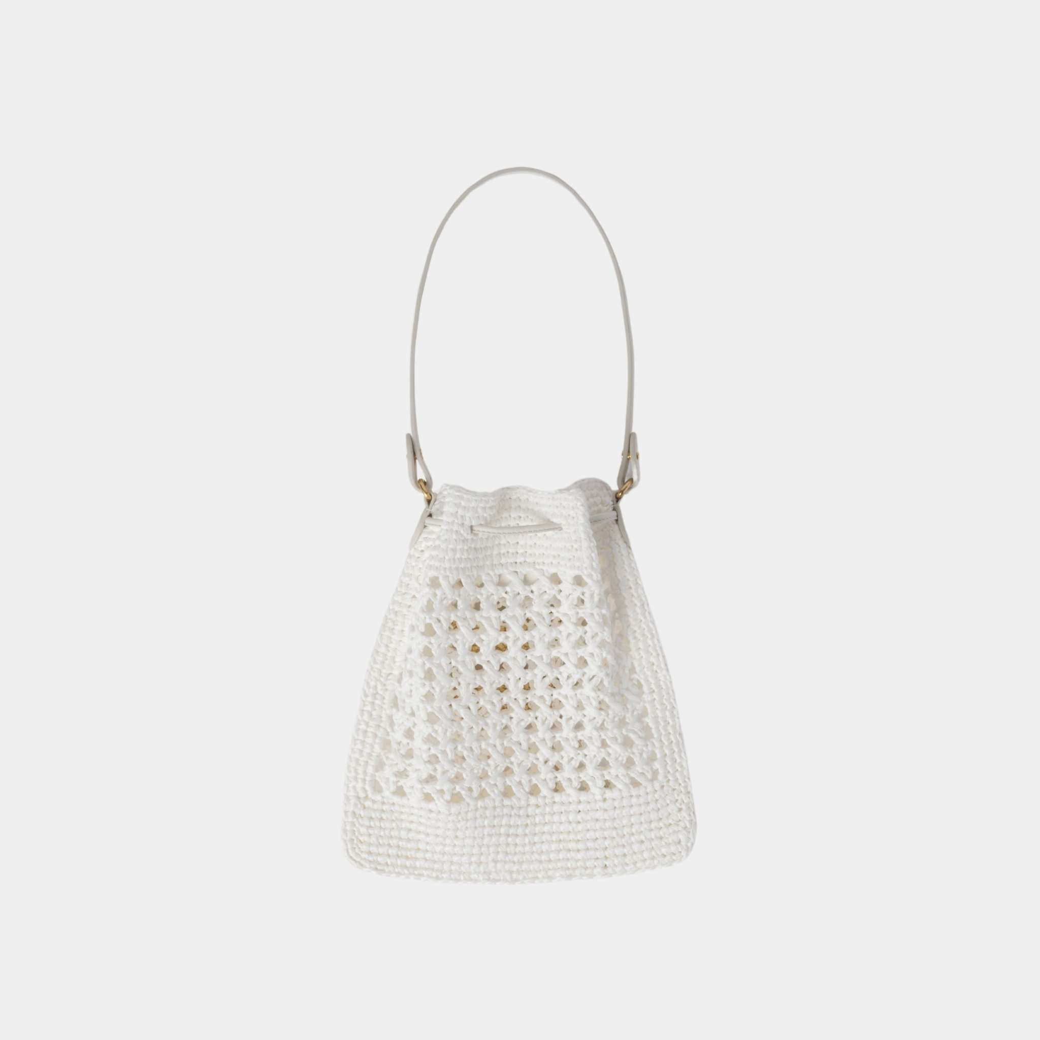 Miu Miu Woven Fabric Mini-Bag, White/Beige, Back View