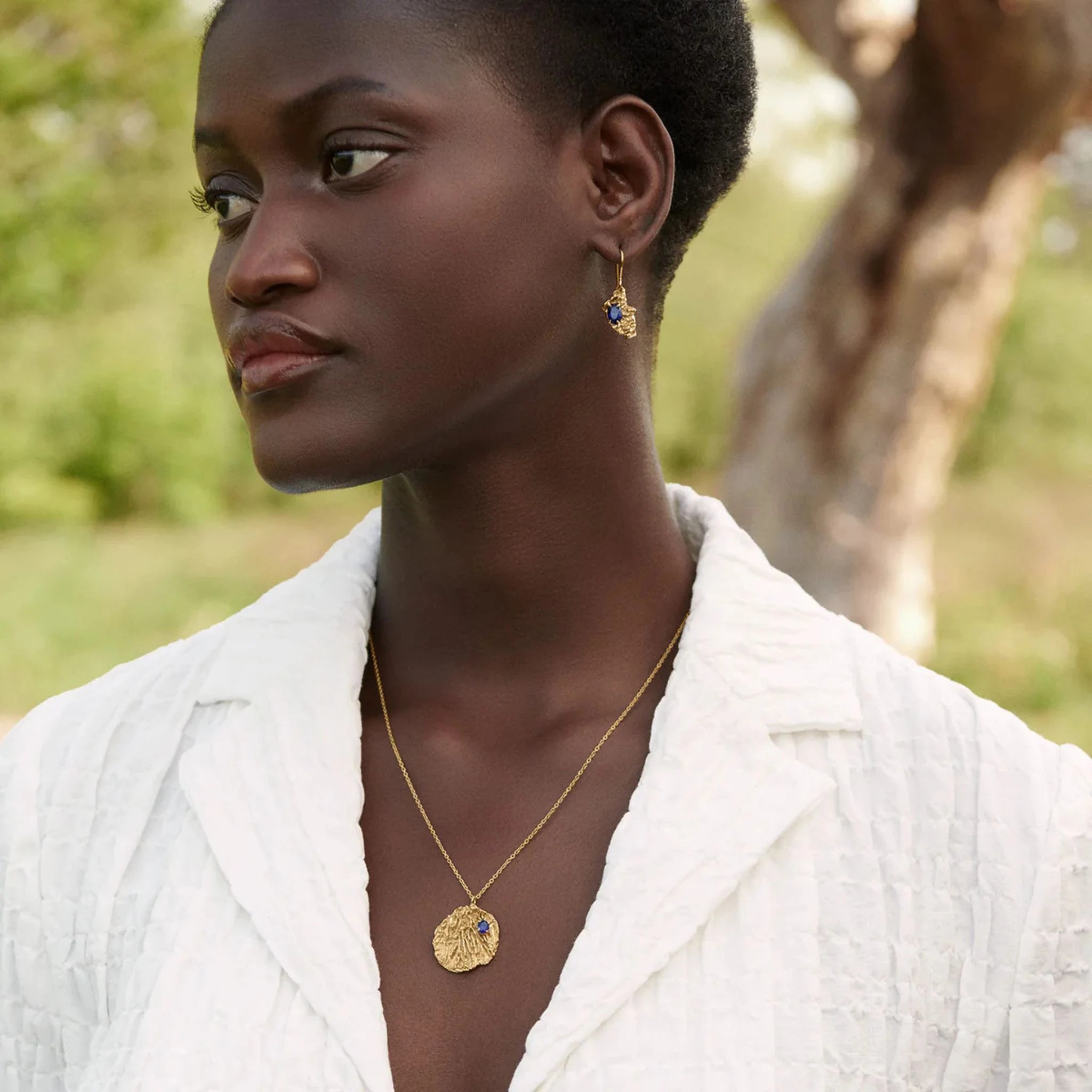 Loveness Lee Nameko Emerald Earring, Model , Gold plated 