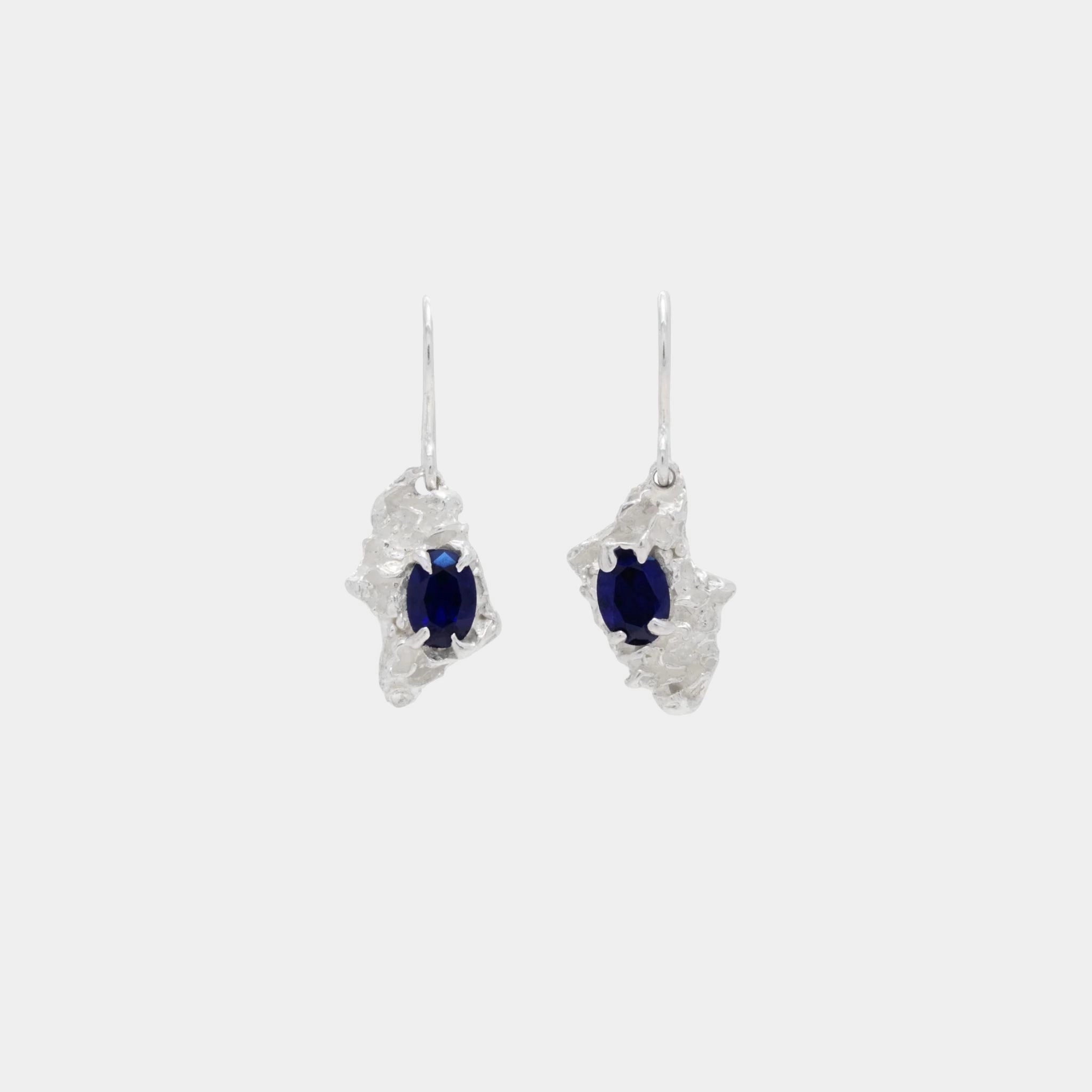 Loveness Lee Nameko Emerald Earring, Front, Silver 
