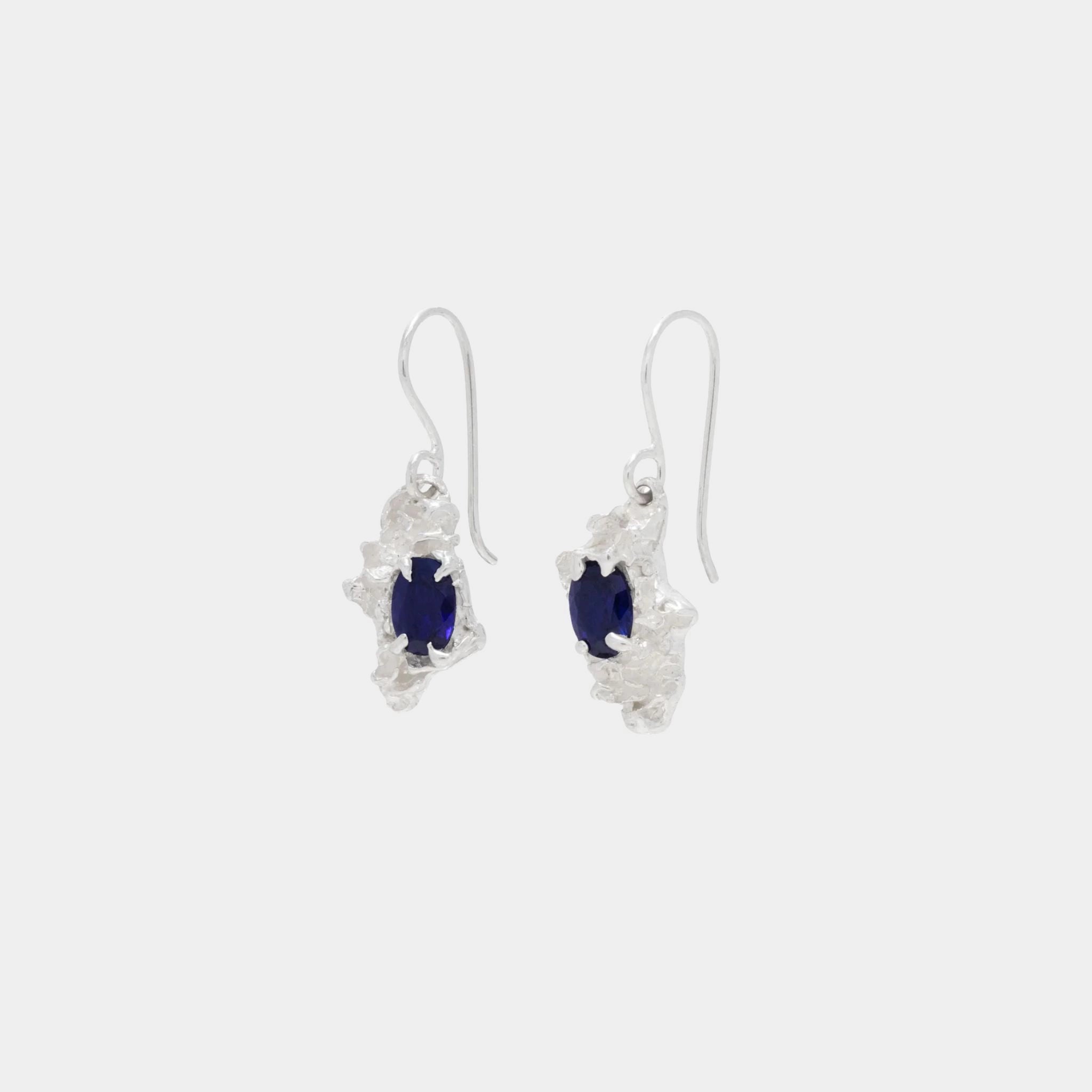 Loveness Lee Nameko Emerald Earring, Front, Silver 