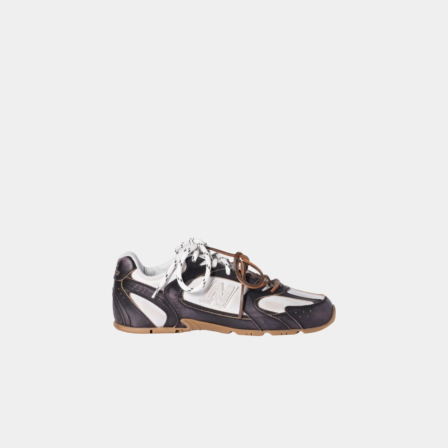 New Balance X Miu Miu 530 SL Deco Calf Leather Sneakers, Black, White, Side