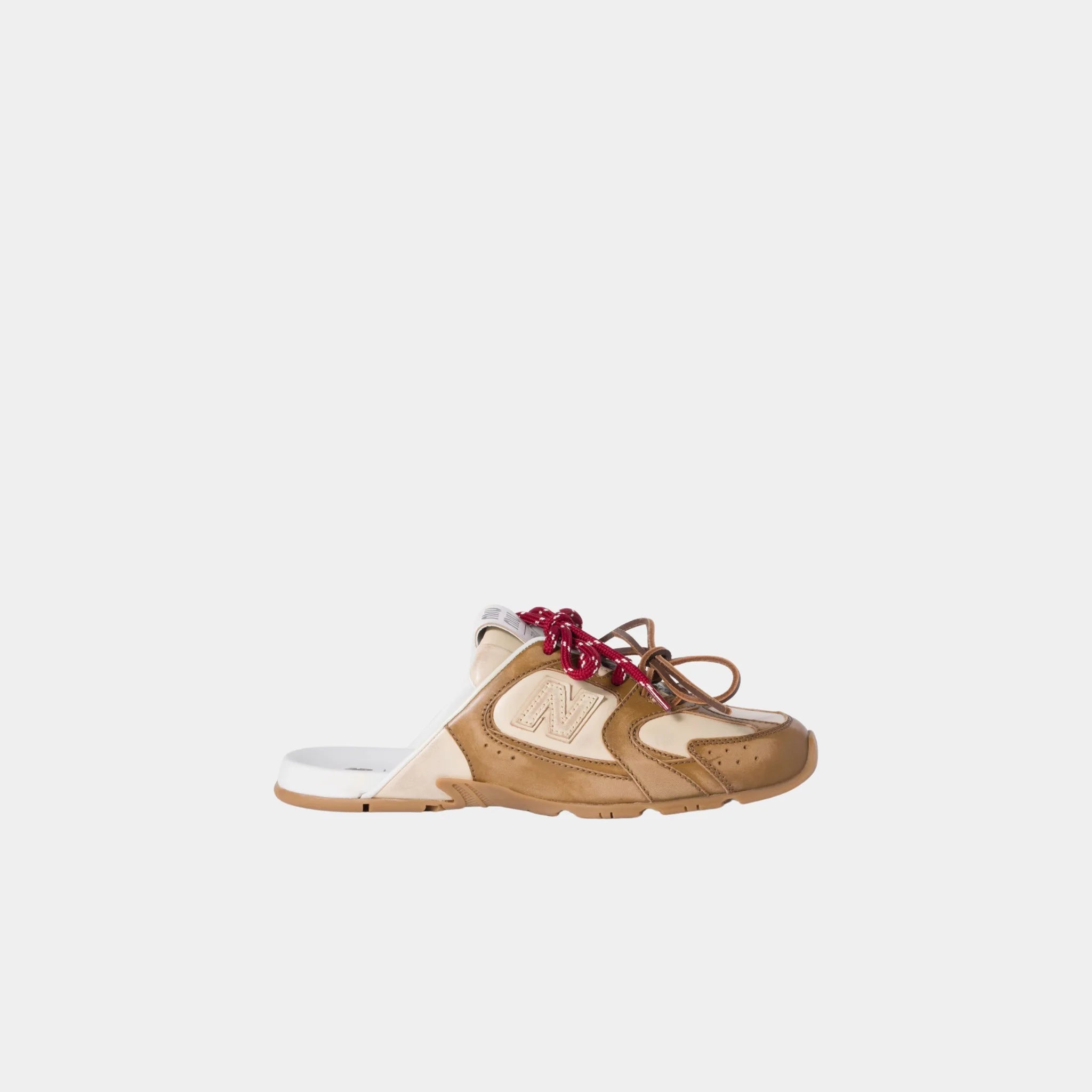 New Balance X Miu Miu 530 SL Deco Calf Leather Mules, Cinnamon, Travertine Gray, Side