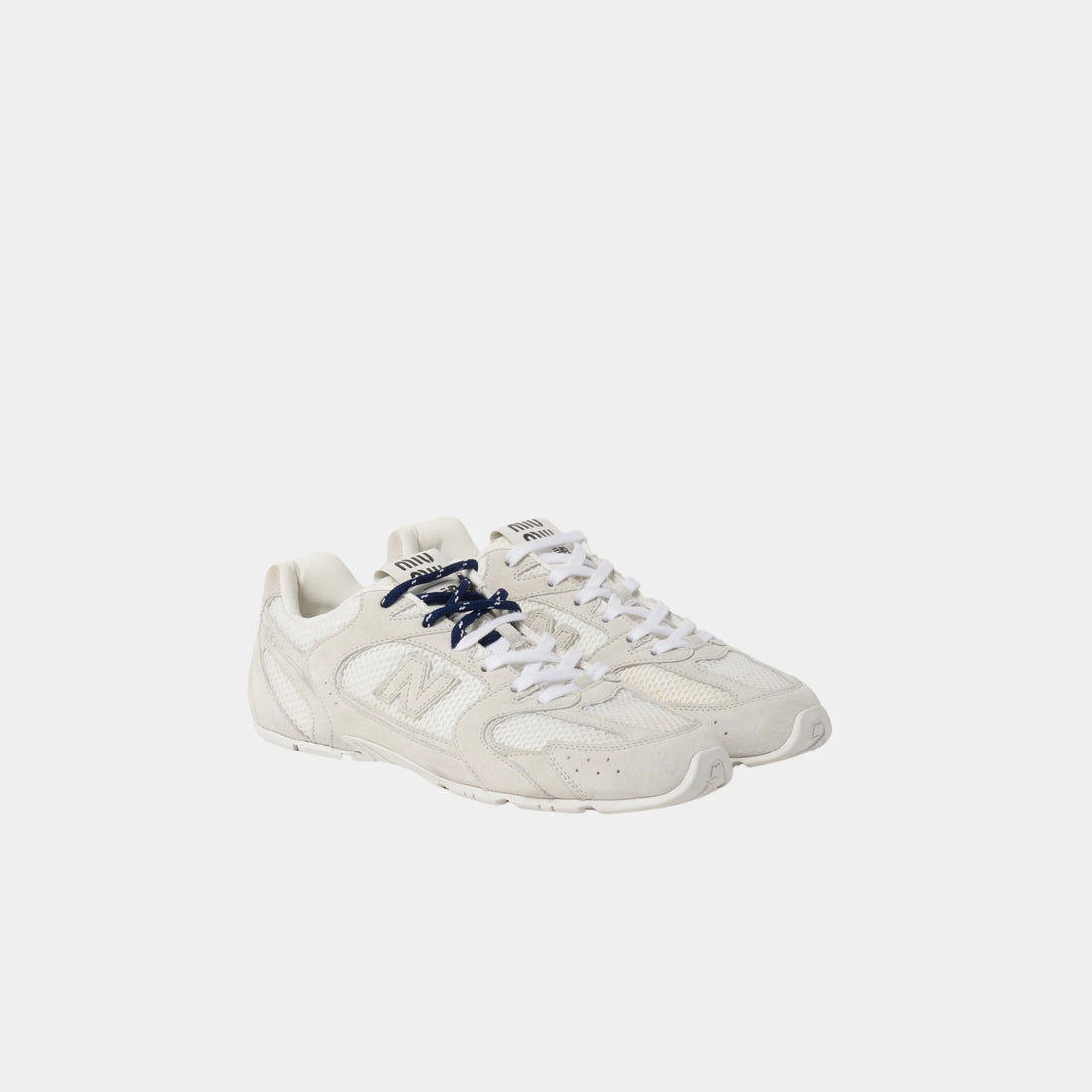 New Balance X Miu Miu 530 SL Suede and Mesh Sneakers, White, Front