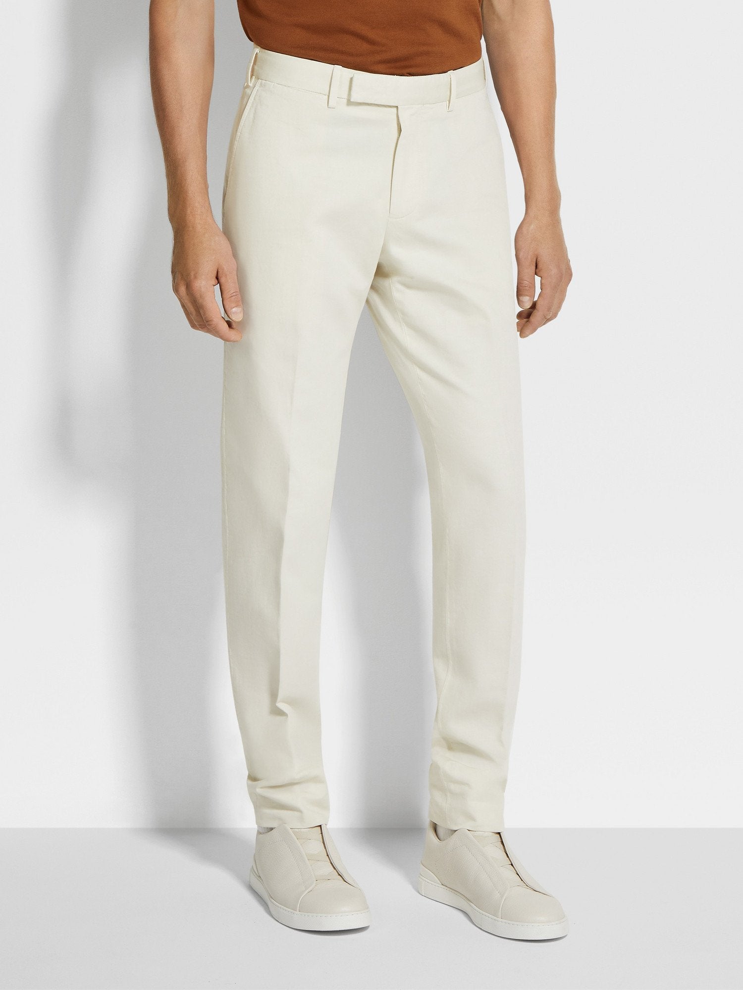 DARK TAUPE SUMMER CHINO COTTON AND LINEN PANTS