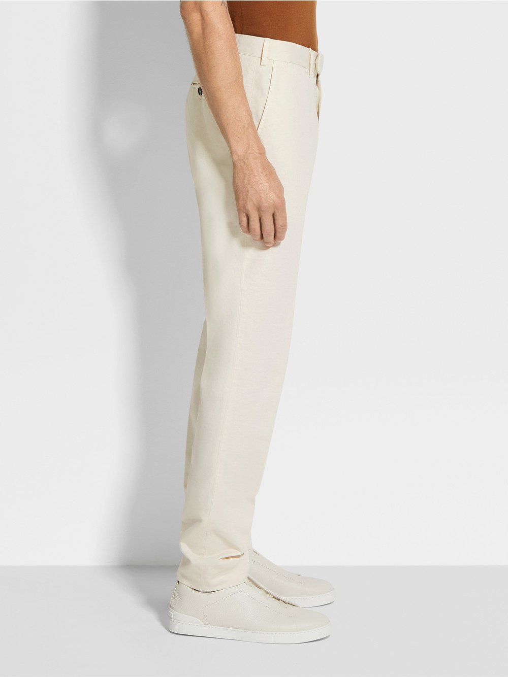 DARK TAUPE SUMMER CHINO COTTON AND LINEN PANTS