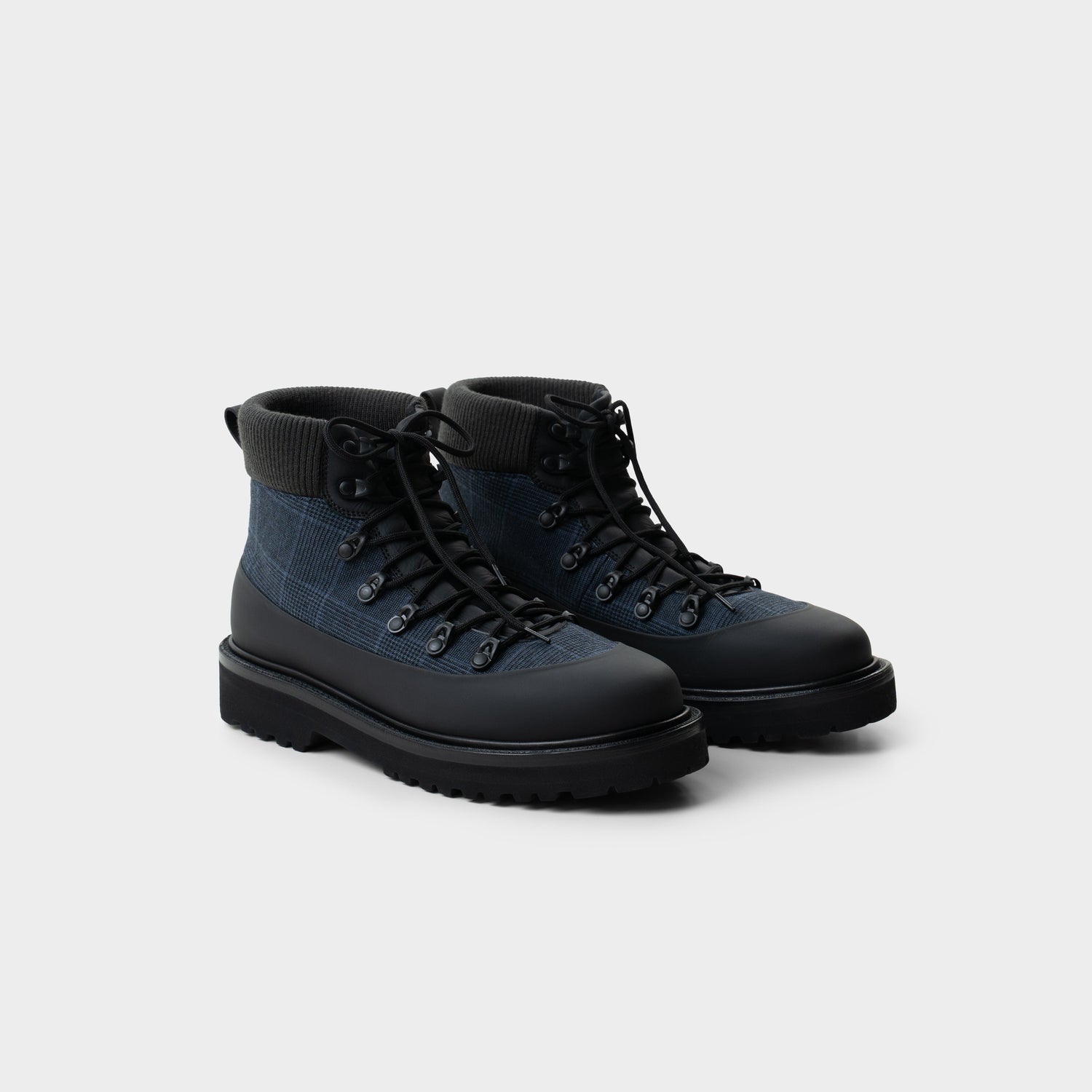 Manhattan Boots in Cashmere &amp; Calfskin leather, NavyFront