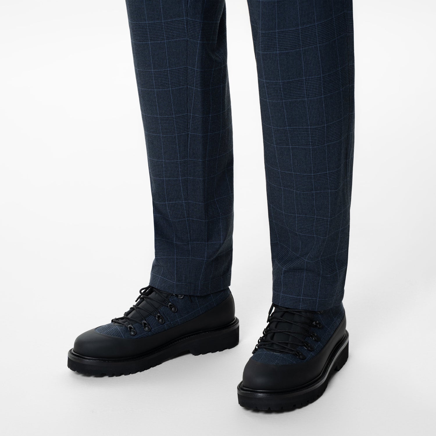 Manhattan Boots in Cashmere &amp; Calfskin leather, Navy Model