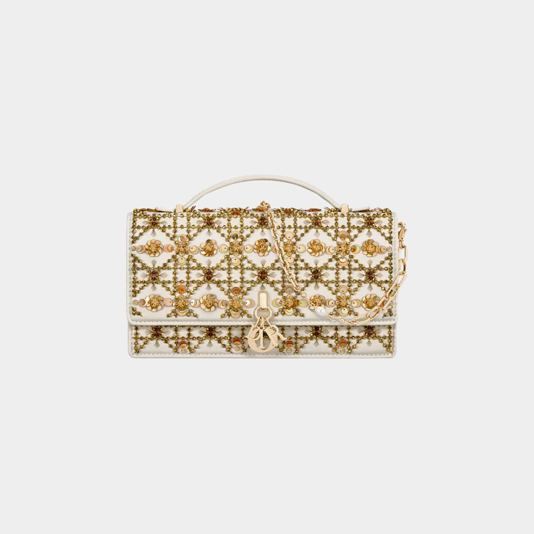 Dior Or My Dior Mini Bag Calfskin Embroidered With Gold-Tone Sequins, Front